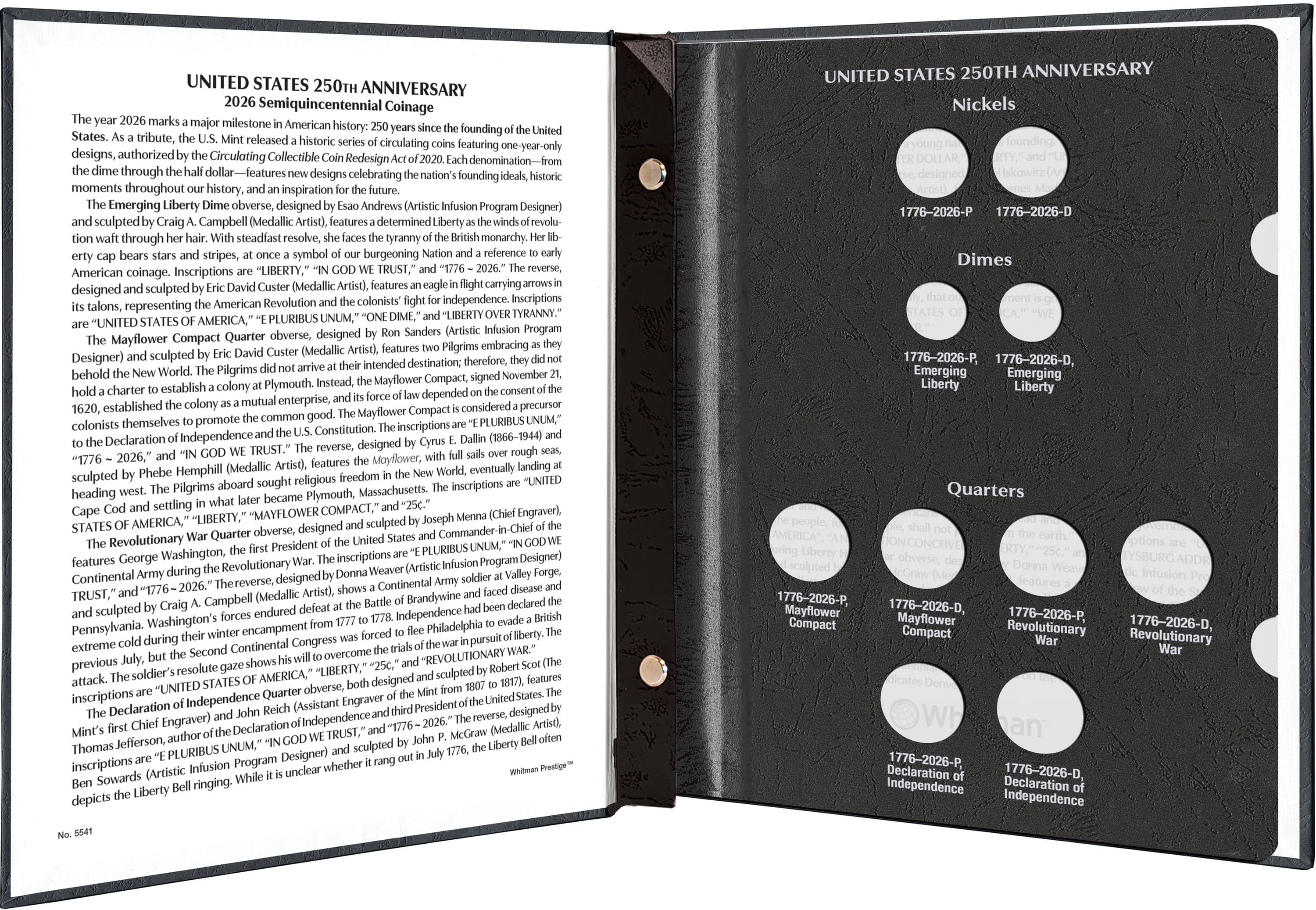 Whitman Prestige™ Coin Album – United States 250th Anniversary Collection: 2026 Date & Mintmark Set