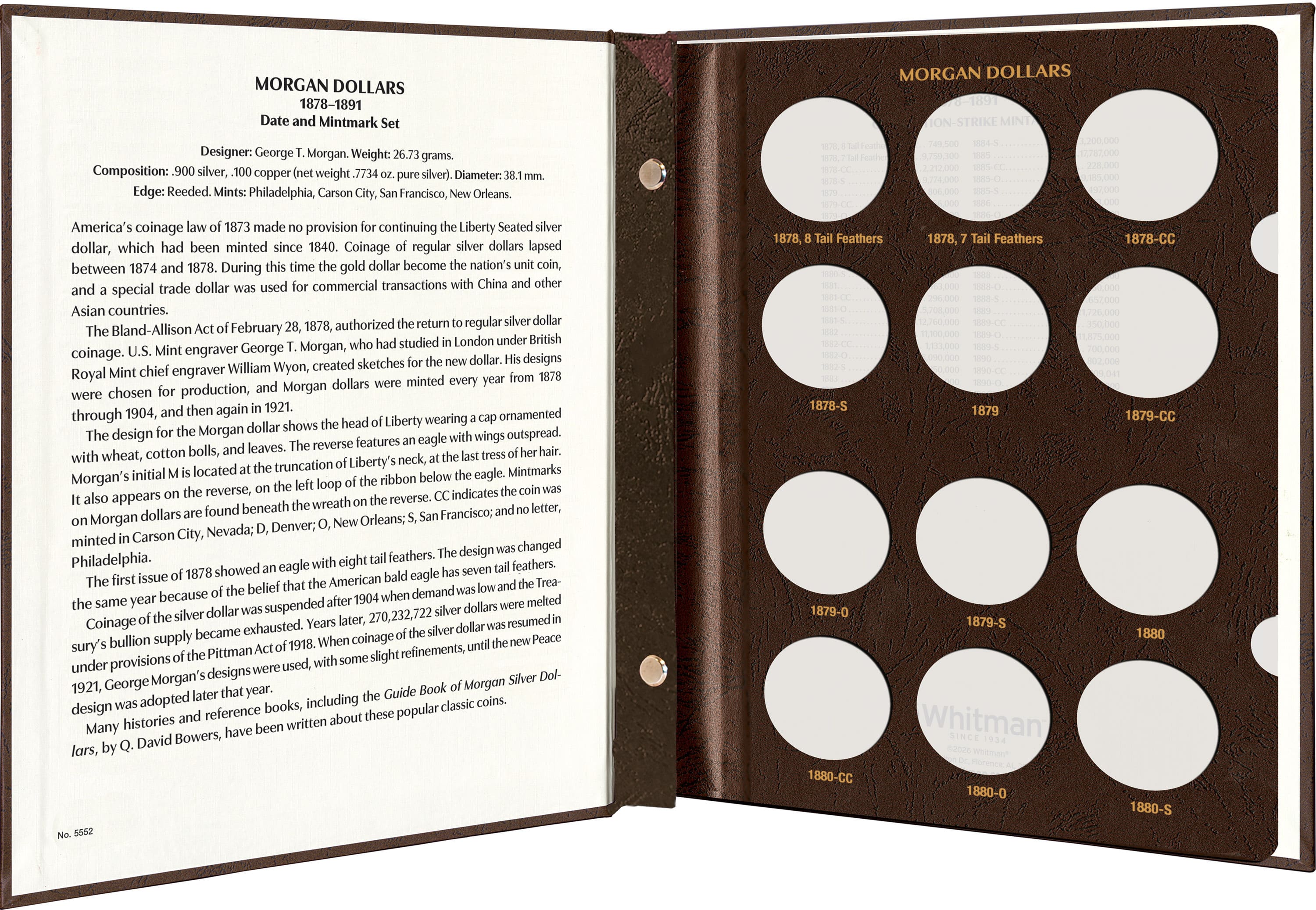 Whitman Prestige Coin Album – Morgan Dollars: 1878-1891 Date & Mintmark Set