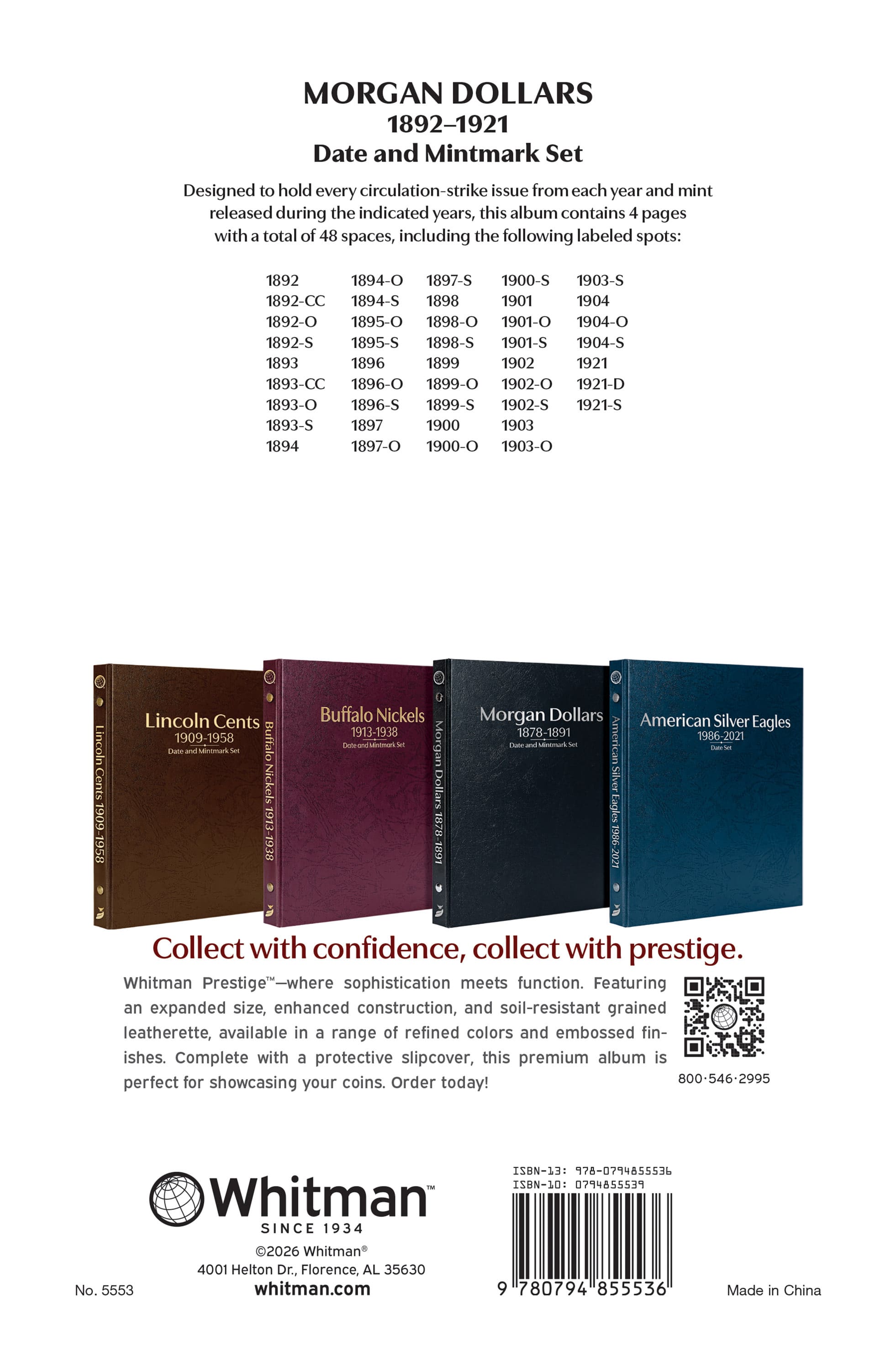 Whitman Prestige Coin Album – Morgan Dollars: 1892-1921 Date & Mintmark Set