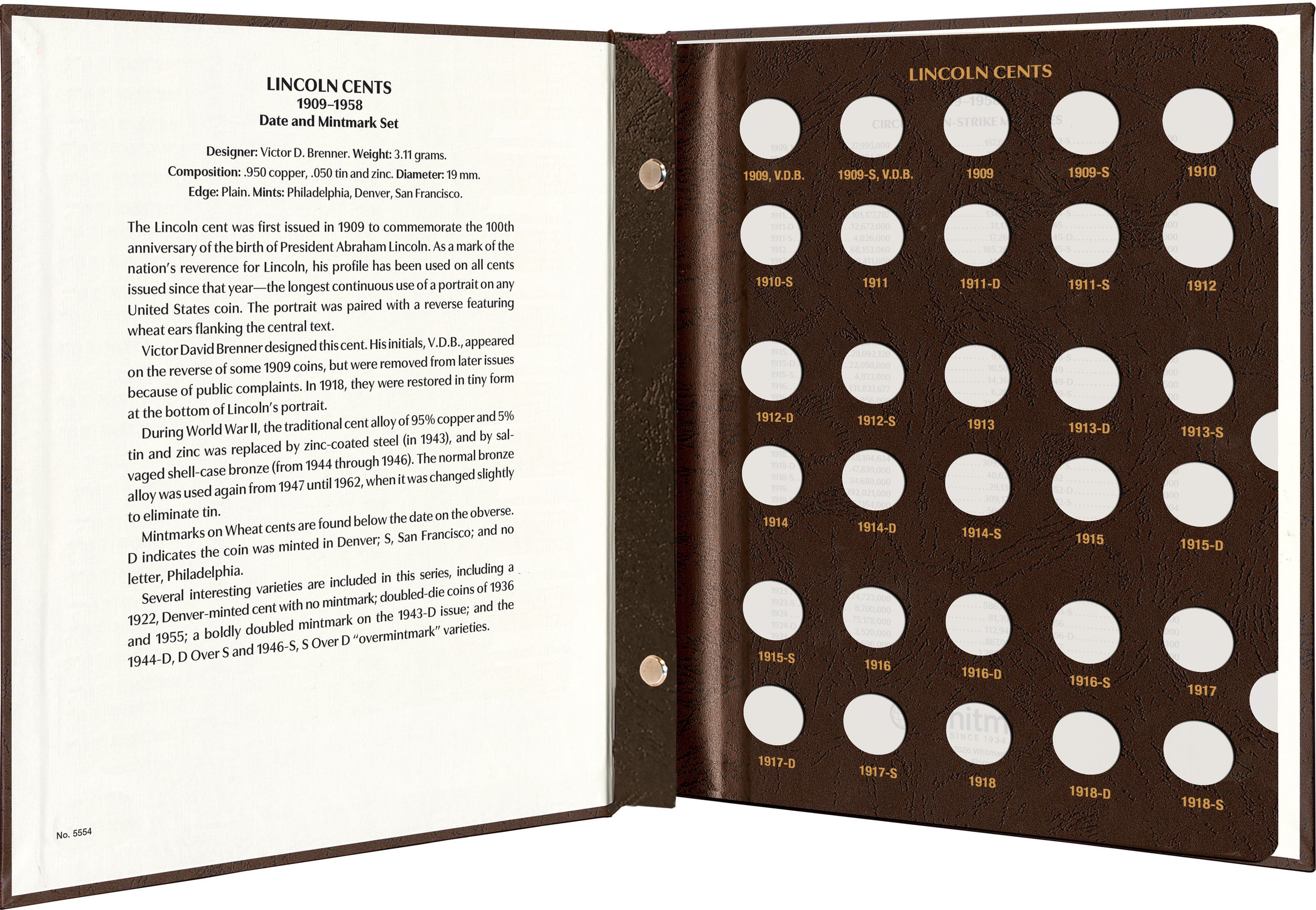 Whitman Prestige Coin Album – Lincoln Cents: 1909-1958 Date & Mintmark Set