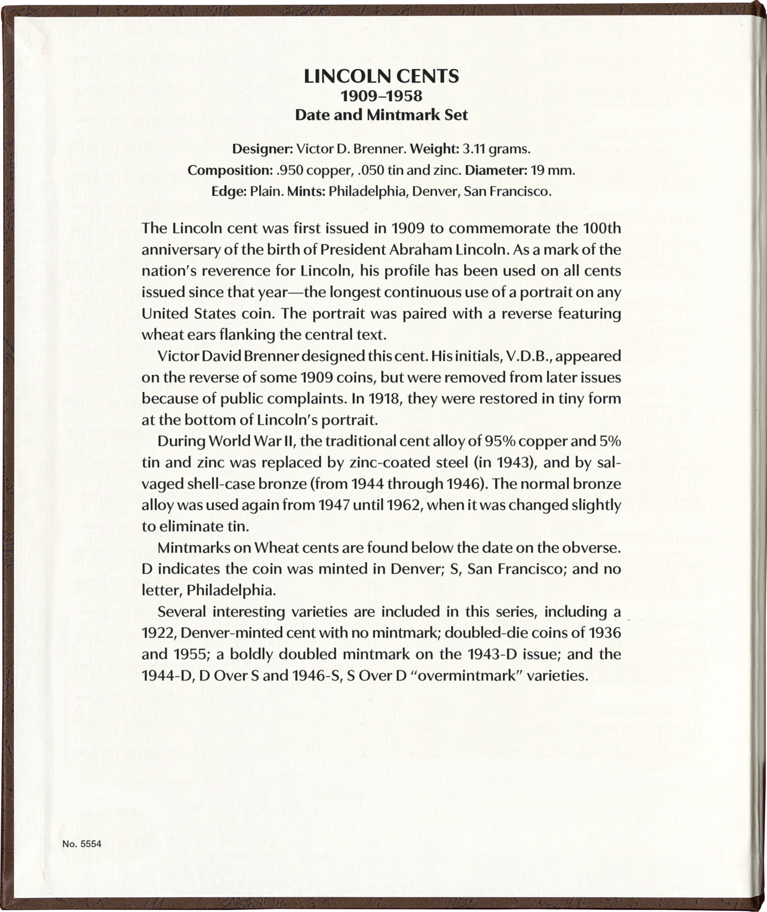 Whitman Prestige Coin Album – Lincoln Cents: 1909-1958 Date & Mintmark Set