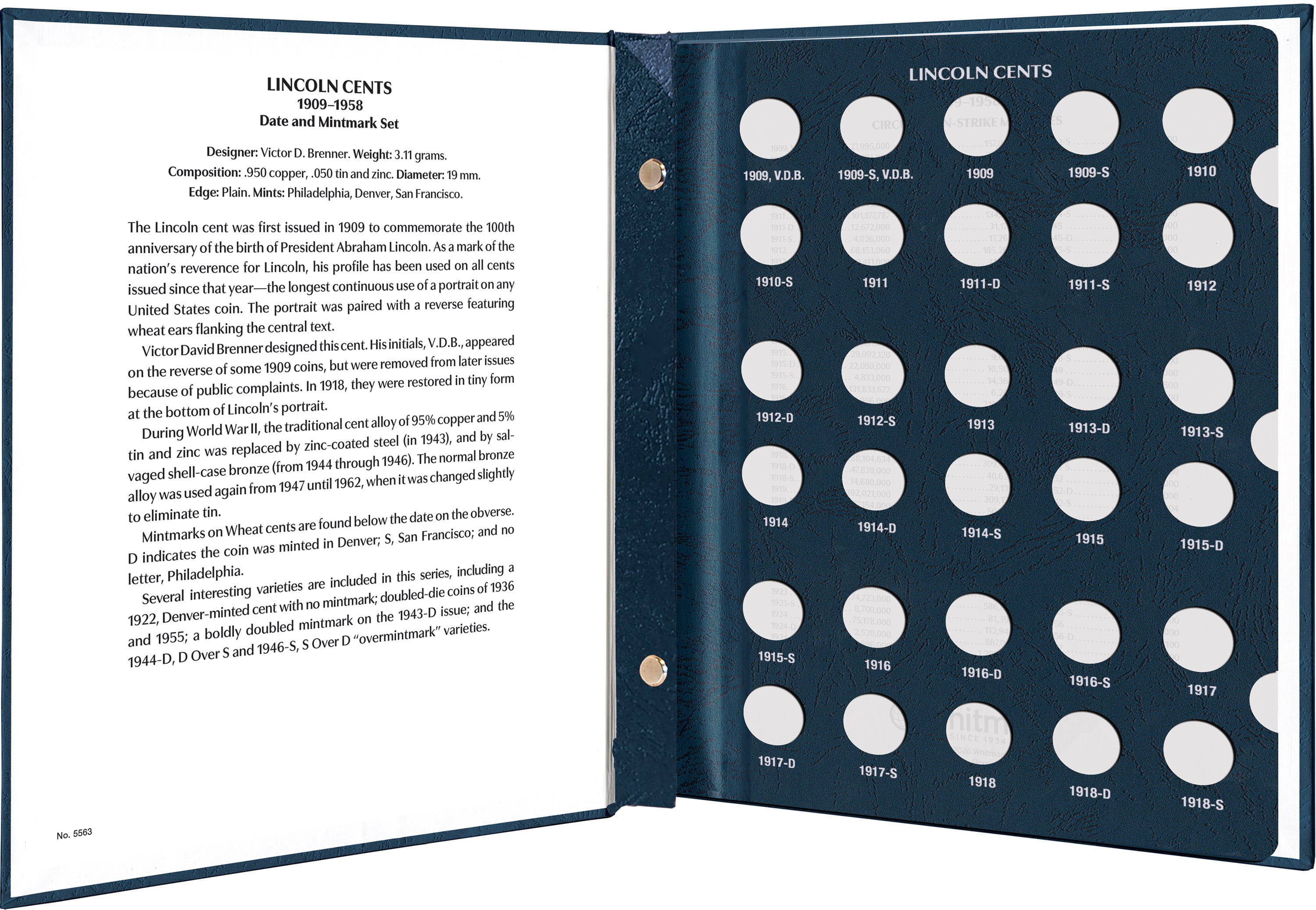 Whitman Prestige Coin Album – Lincoln Cents: 1909-1958 Date & Mintmark Set