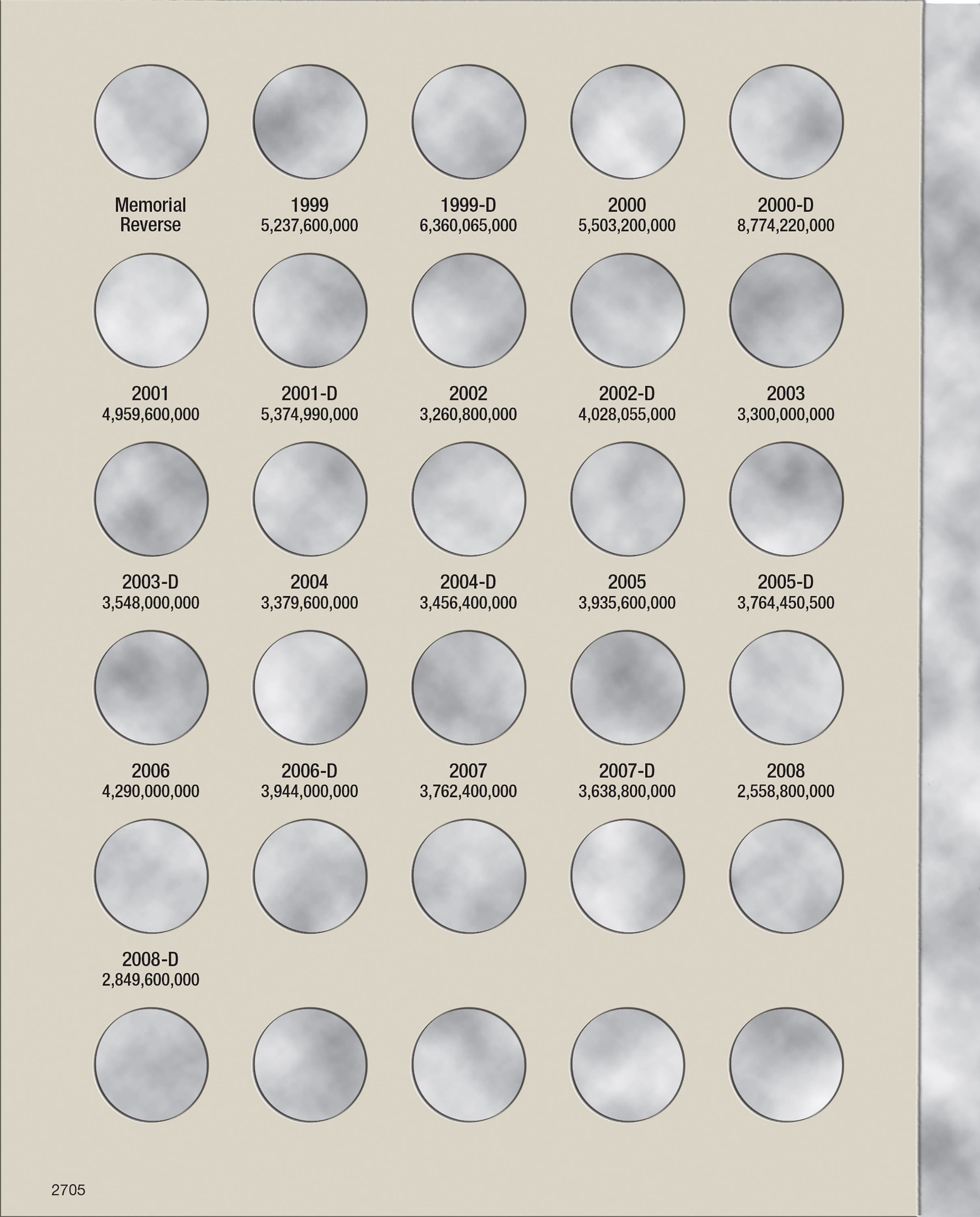 H.E. Harris® Coin Folder – Lincoln Memorial Cents Collection #2: 1999-2008