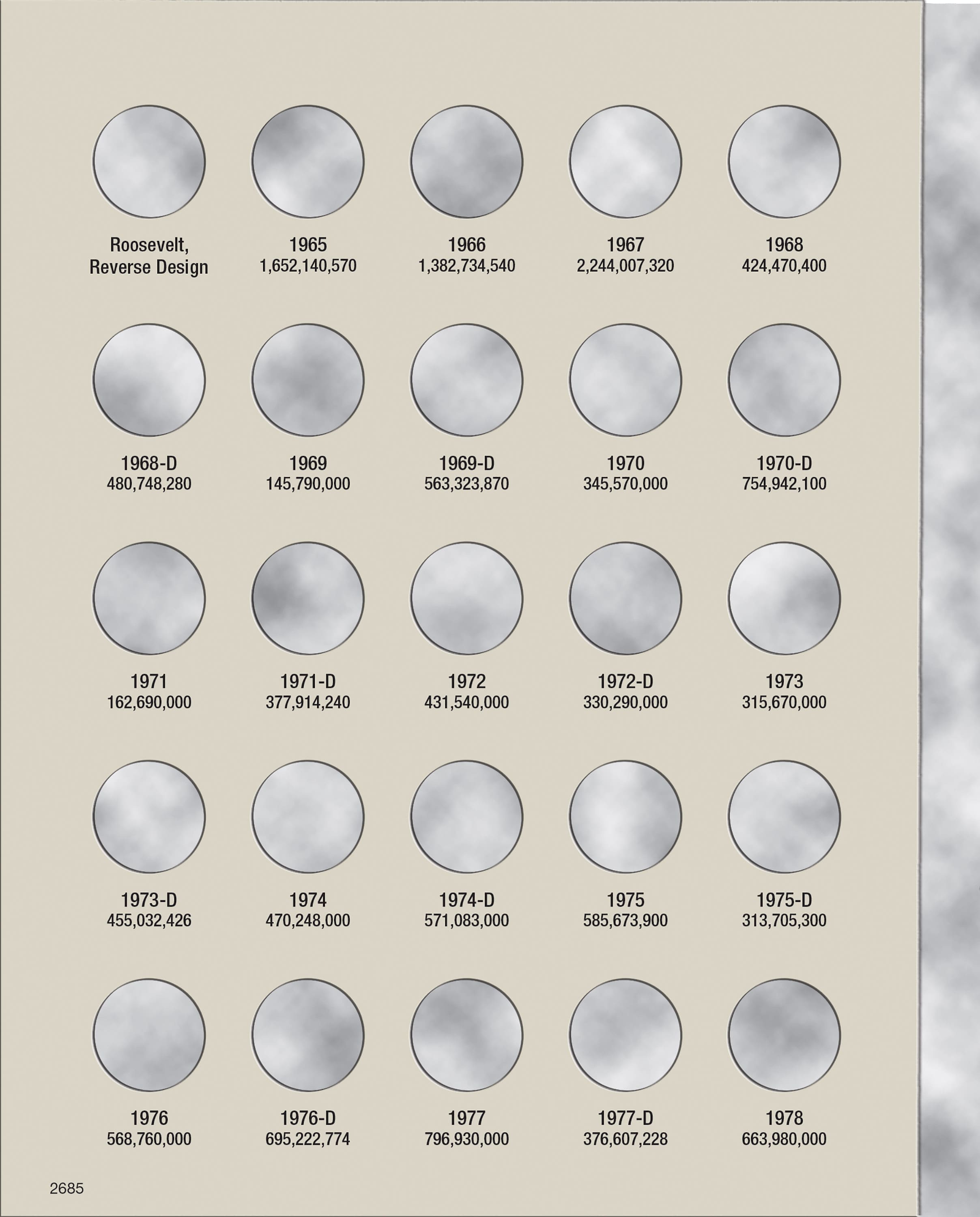 H.E. Harris® Coin Folder – Roosevelt Dimes Collection #2: 1965-1999