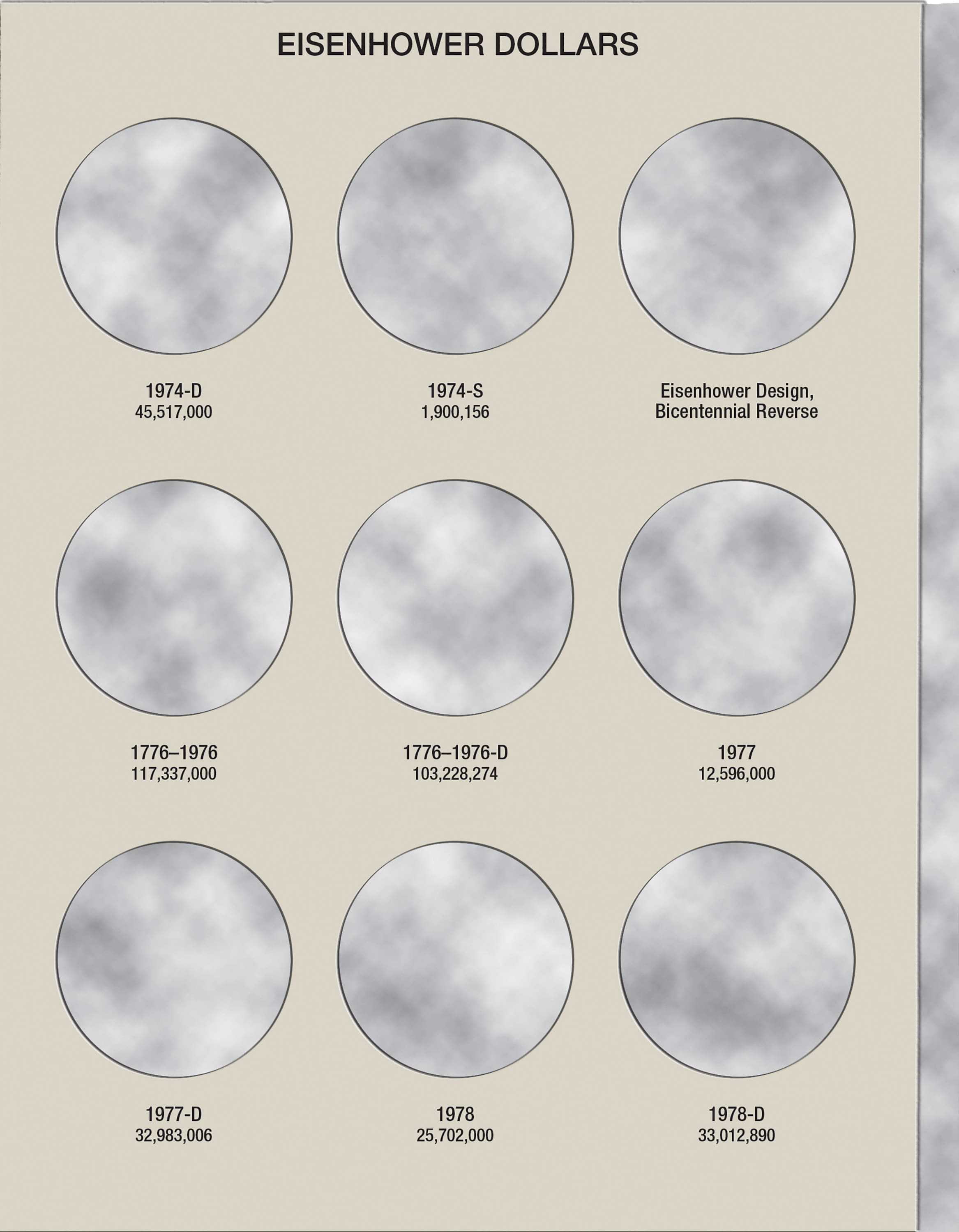 H.E. Harris® Coin Folder – Eisenhower & Susan B. Anthony Dollars: 1971-1999