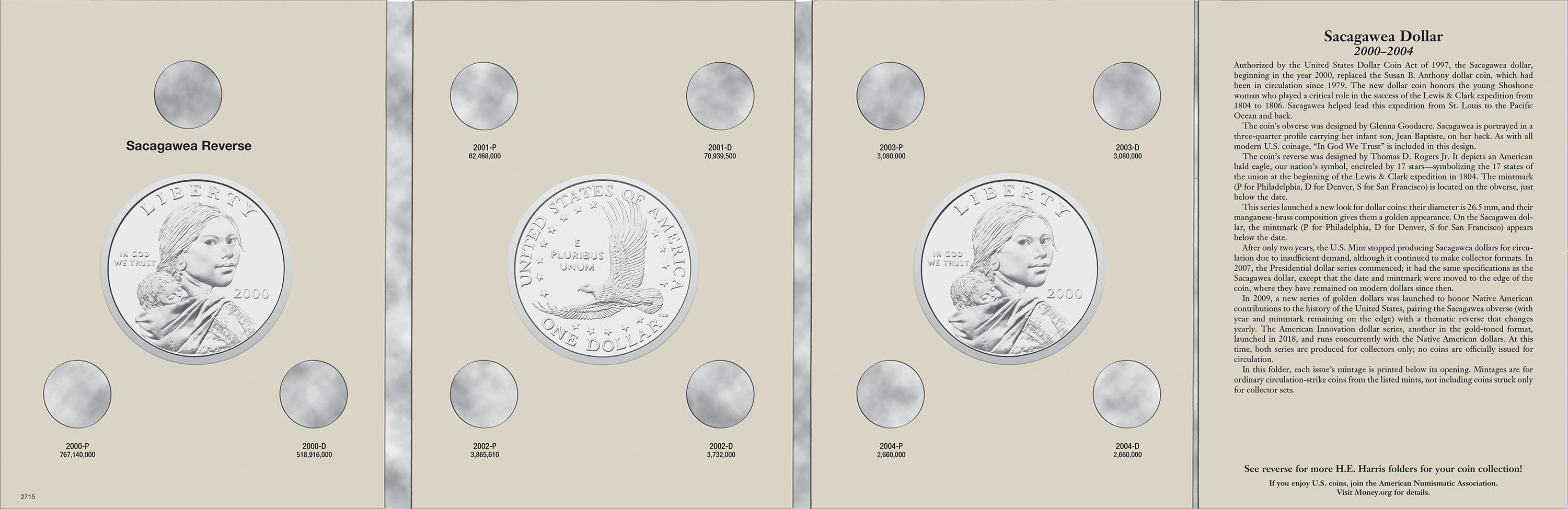 H.E. Harris® Coin Folder – Sacagawea Dollars Collection #1: 2000-2004