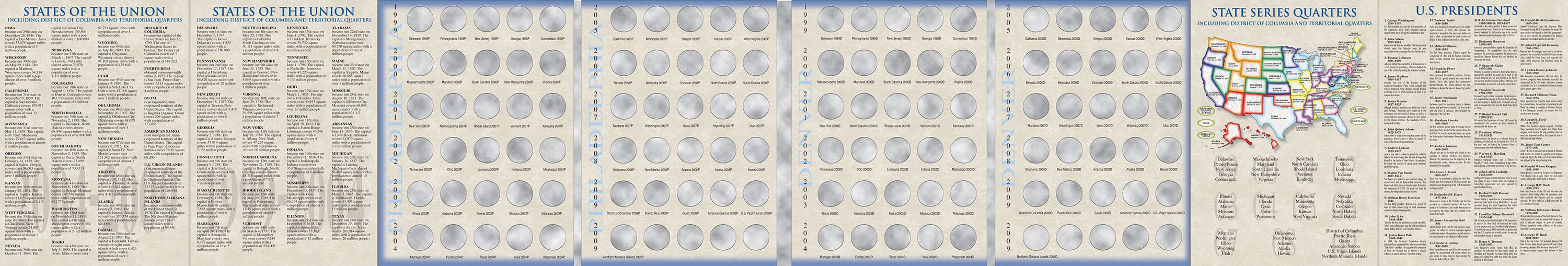 H.E. Harris® Collector’s Edition Coin Folder – State Series, D.C. & Territorial Quarters: 1999-2009