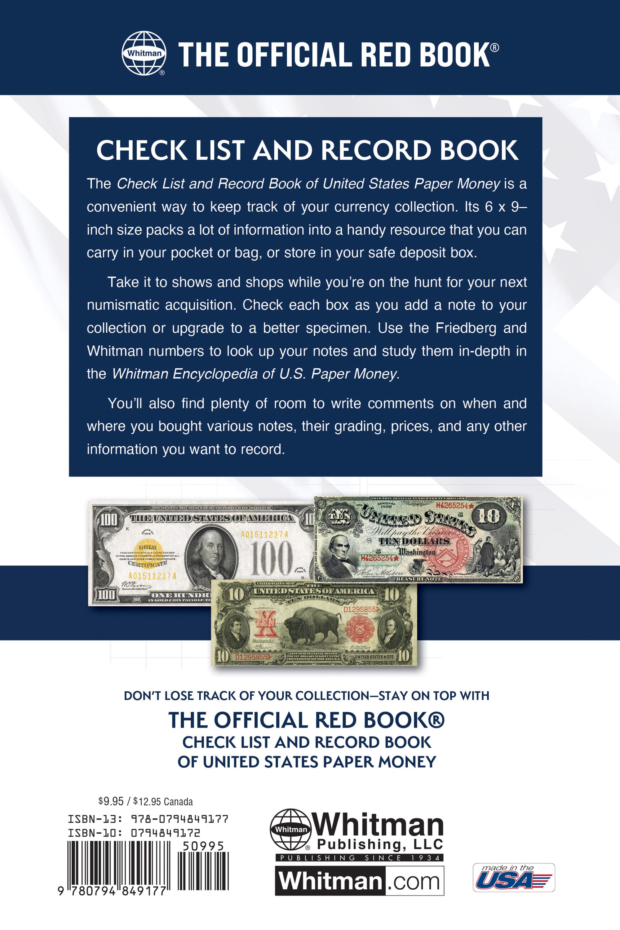 Check List & Records: Check List and Record Book of United States Paper Money