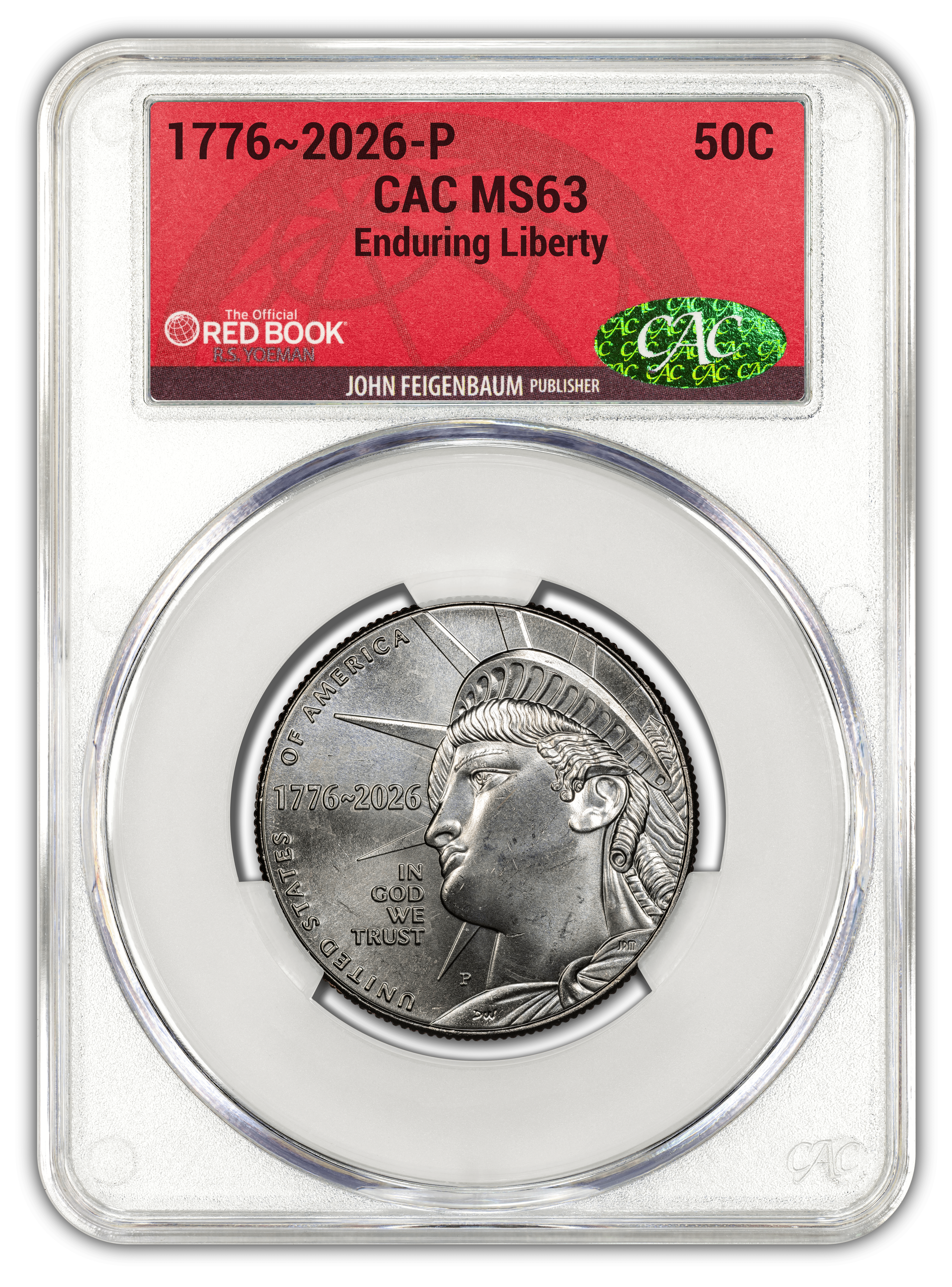 United States of America 記念メダル 1776~2026-P Enduring Liberty Half Dollar - CAC MS63 Official Red