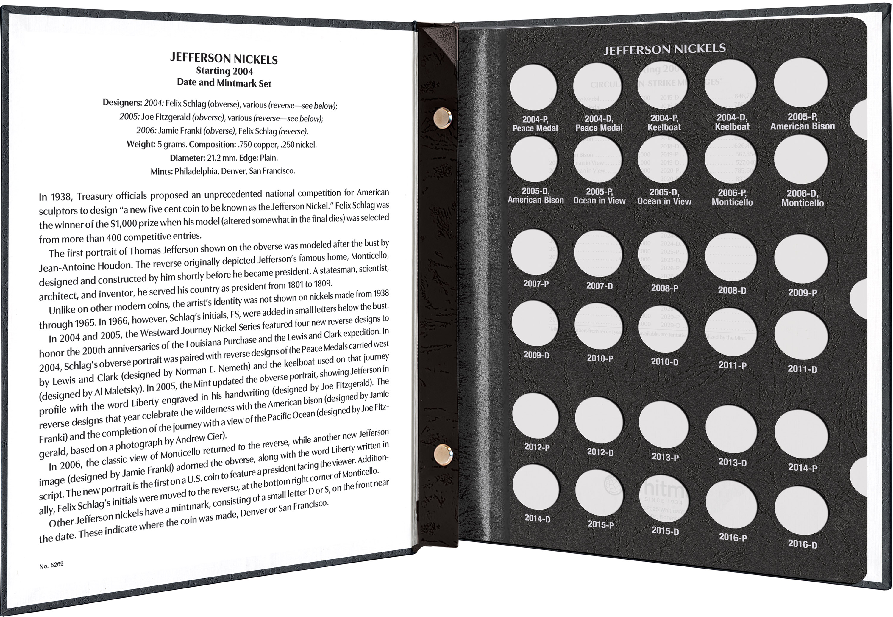 Jefferson Nickel Coin Collecting Starter Bundle (1938-Present) - 40 Coins + Album Set - Image 9