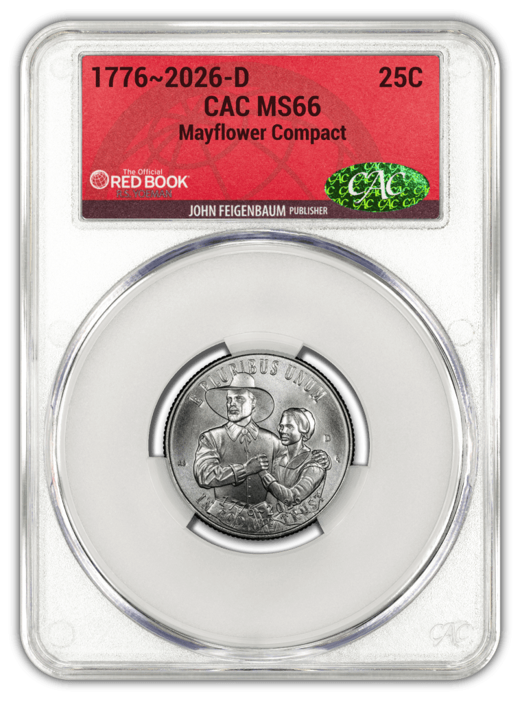 1776~2026-D Mayflower Compact Quarter - CAC MS66 Official Red Book