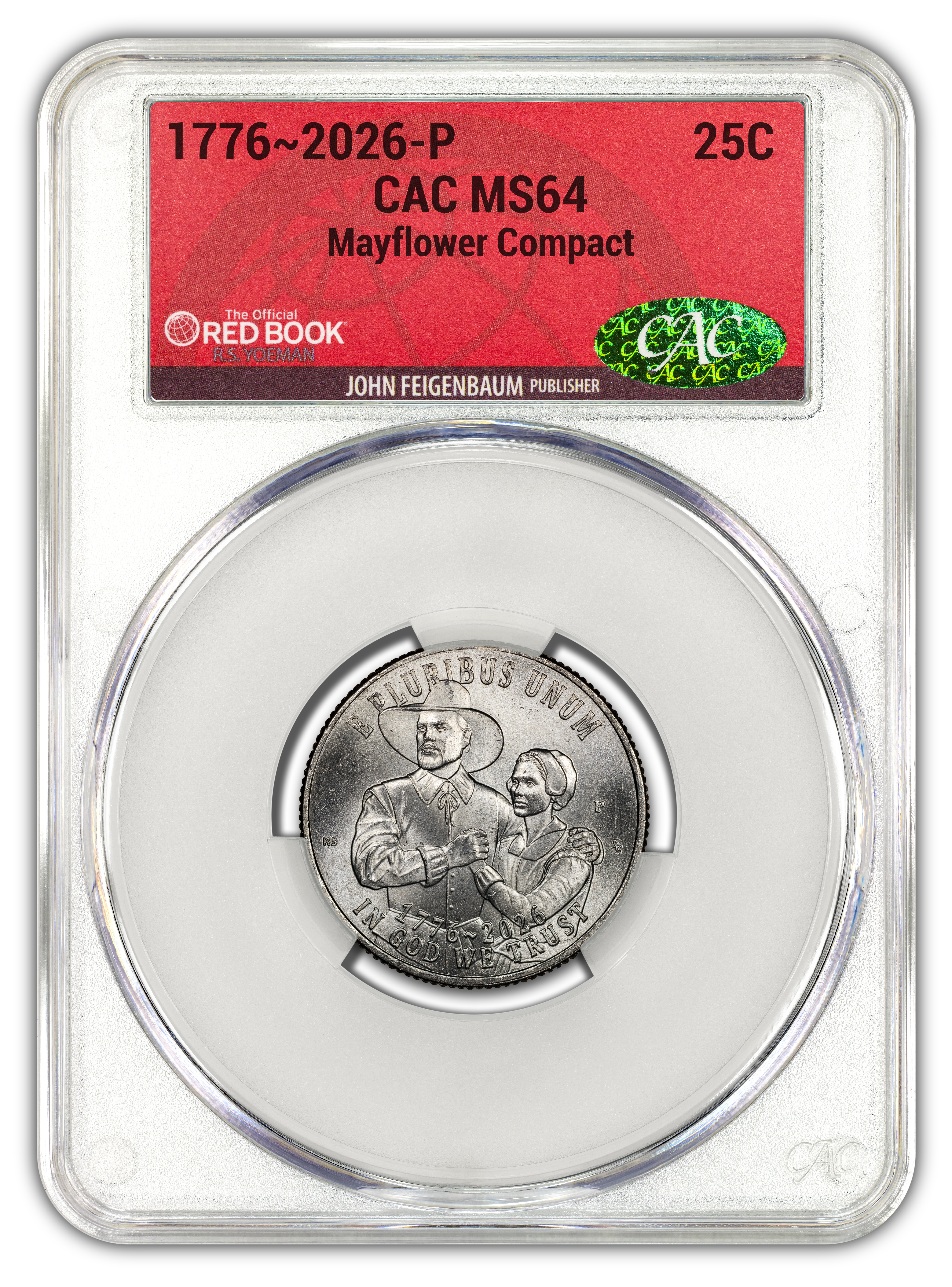 1776~2026-P Mayflower Compact Quarter - CAC MS64 Official Red Book