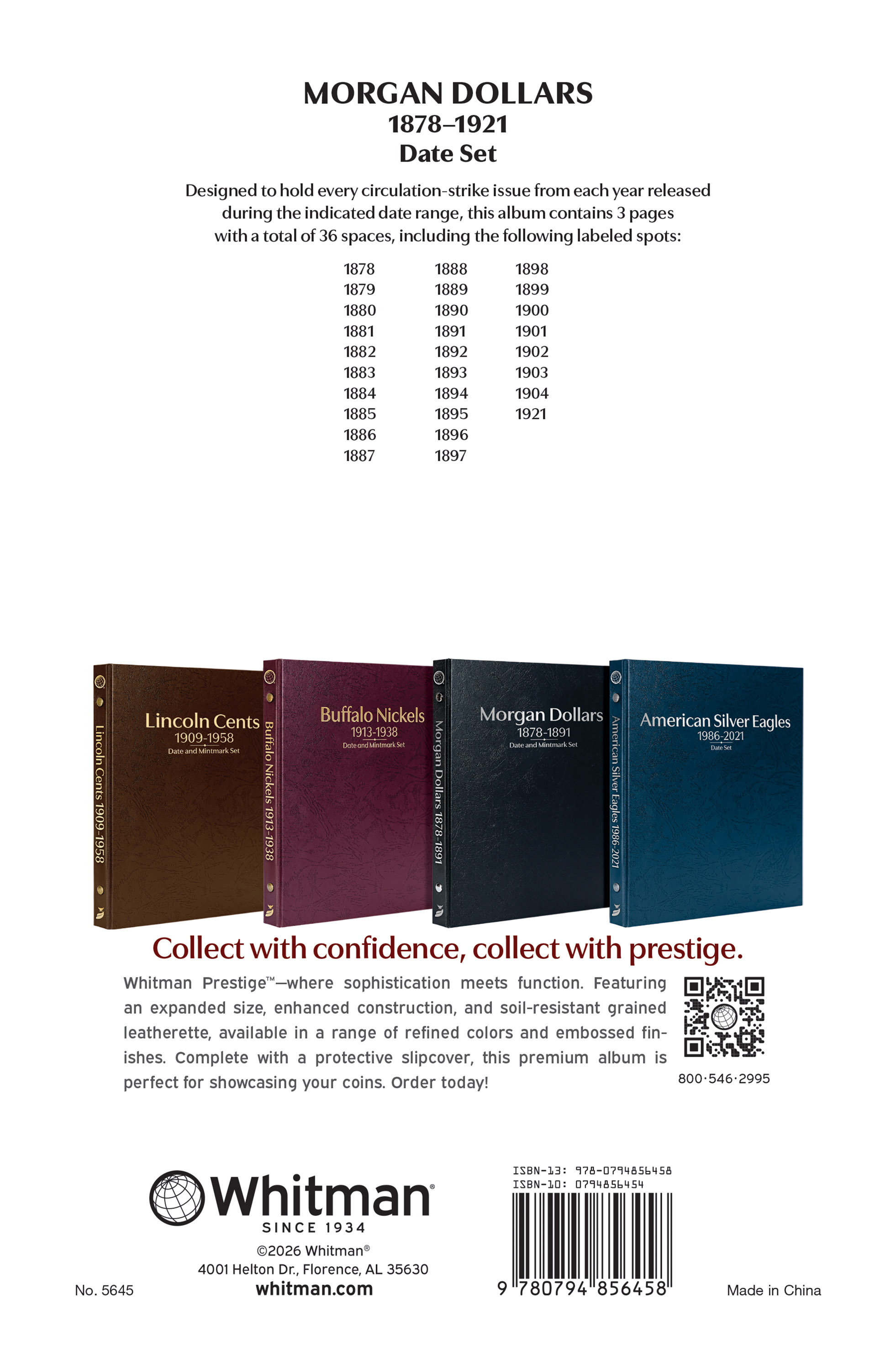 Whitman Prestige™ Coin Album – Morgan Dollars: 1878-1921 Date Set