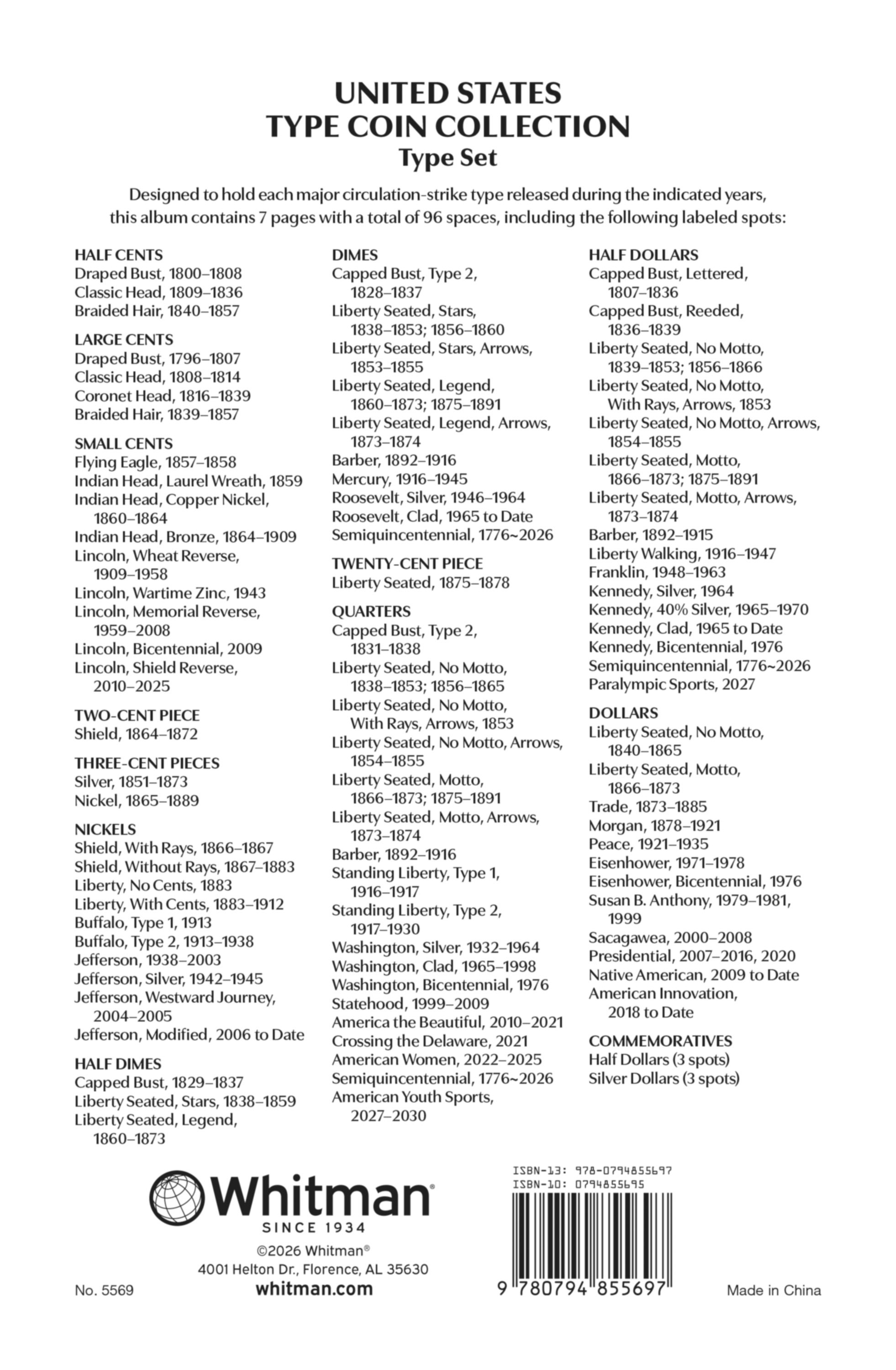 Whitman Prestige™ Coin Album – U.S. Type Coin Collection