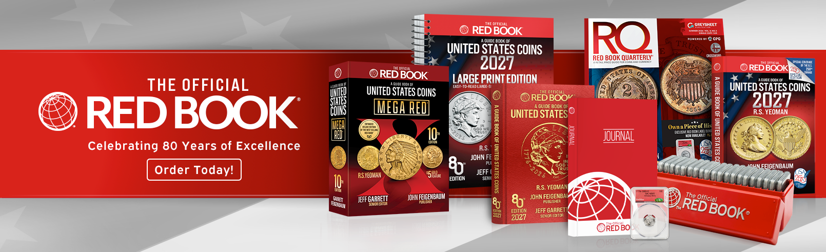 Several Red Book products on display showing this years collection celebrating 80 years.