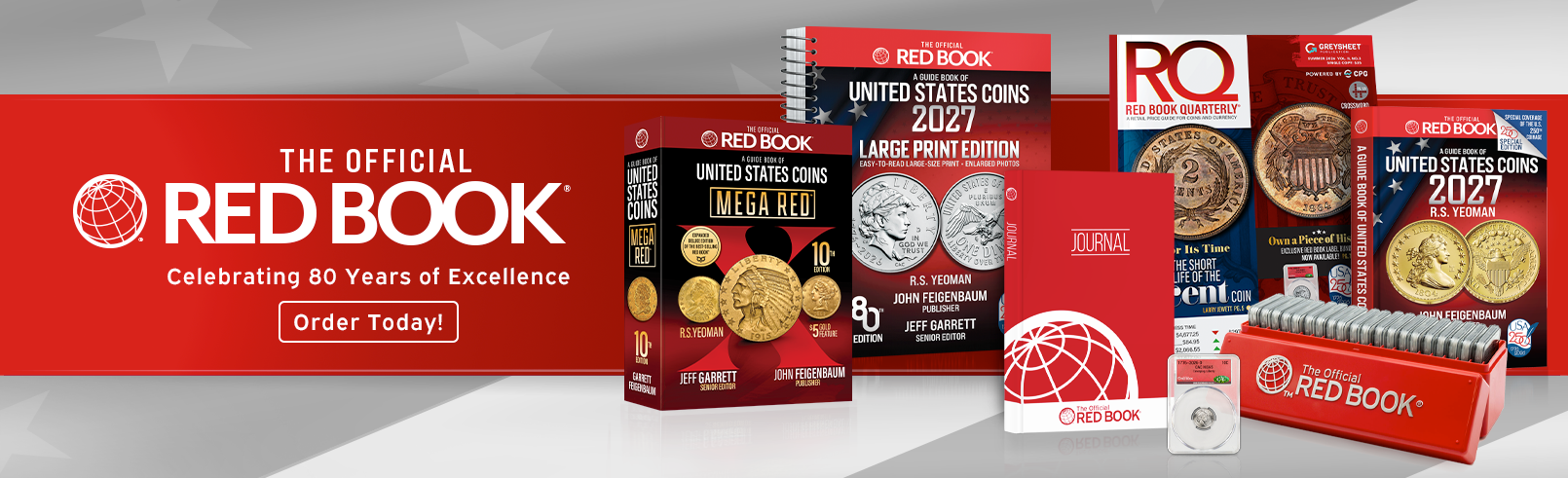 Several Red Book products on display showing this years collection celebrating 80 years.
