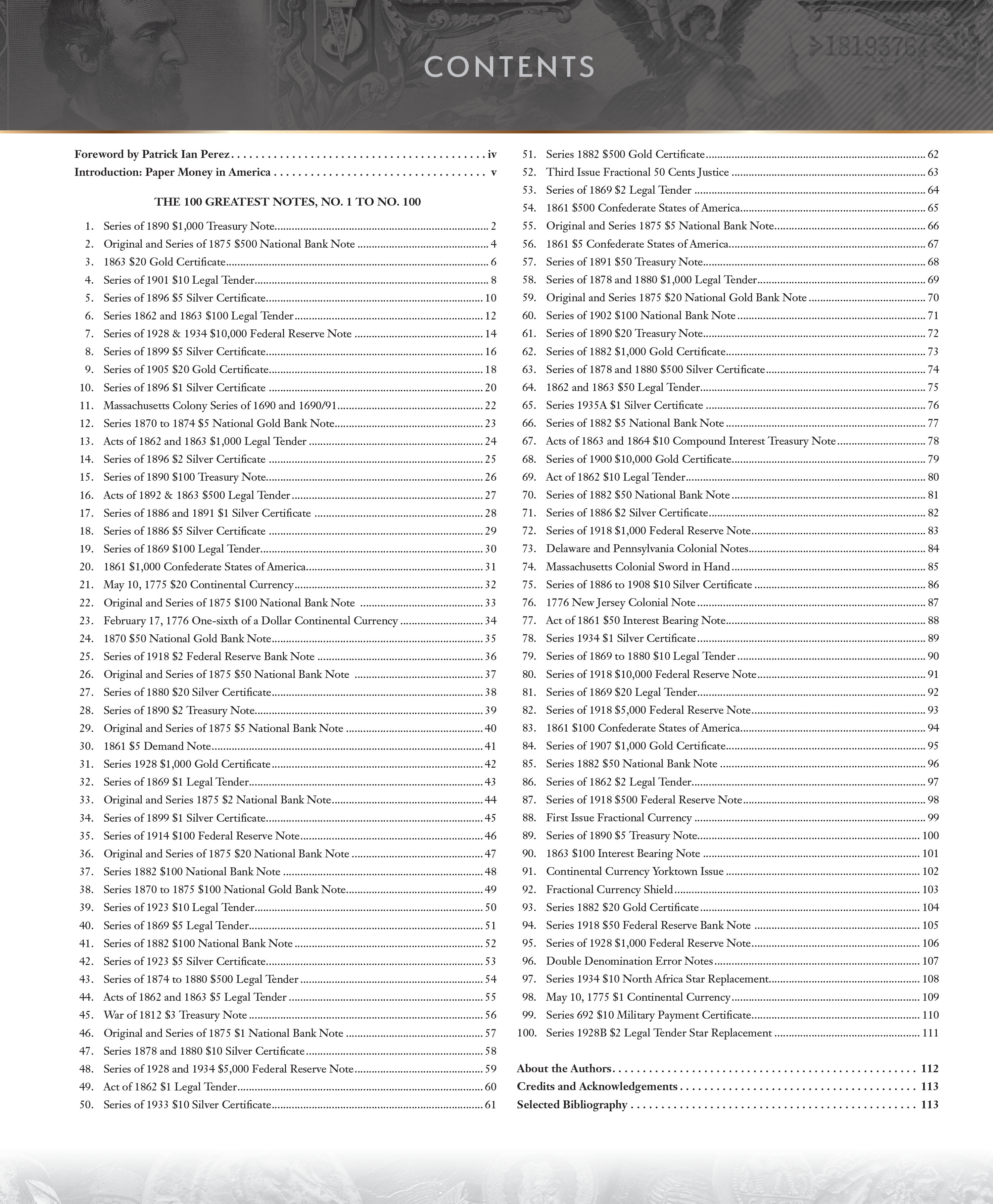 100 Greatest Series: 100 Greatest United States Paper Currency