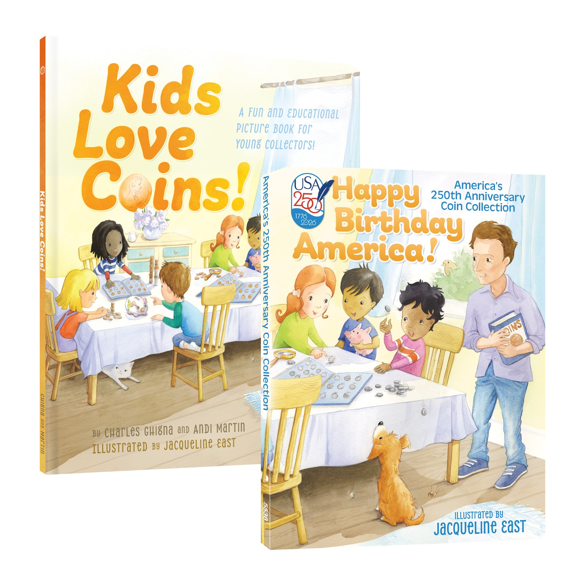 Kids Coin Collecting Starter Bundle – Kids Love Coins! Book & Happy Birthday America! Coin Folder