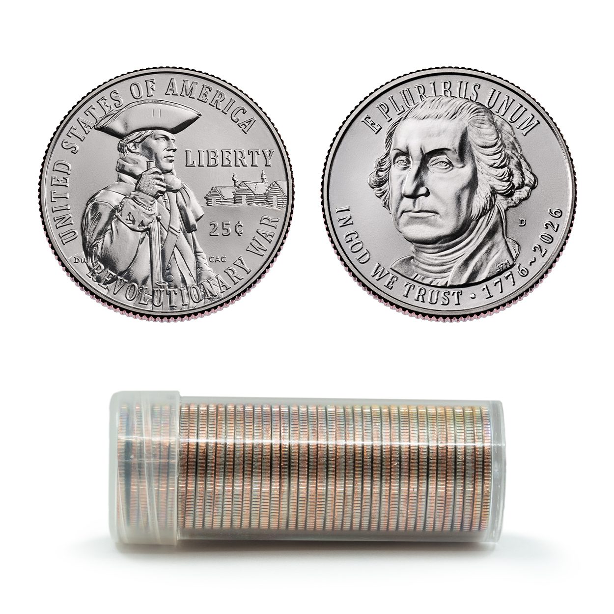 1776~2026 U.S. 250th Anniversary Revolutionary War Quarter Roll (D) - 40 Coins, Brilliant Uncirculated