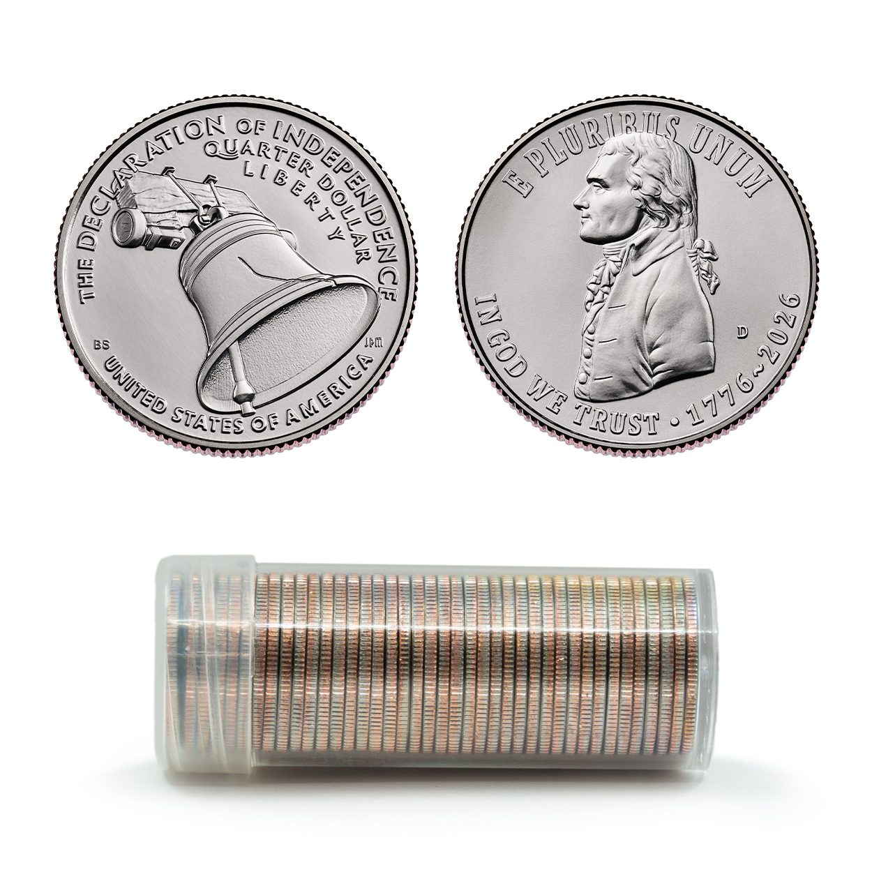1776~2026 U.S. 250th Anniversary Declaration of Independence Quarter Roll (D) - 40 Coins, Brilliant Uncirculated