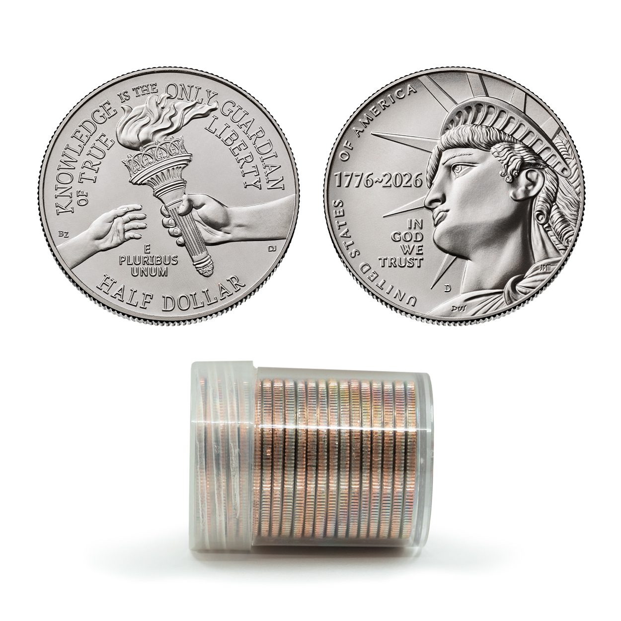 1776~2026 U.S. 250th Anniversary Enduring Liberty Half Dollar Roll (D) - 20 Coins, Brilliant Uncirculated