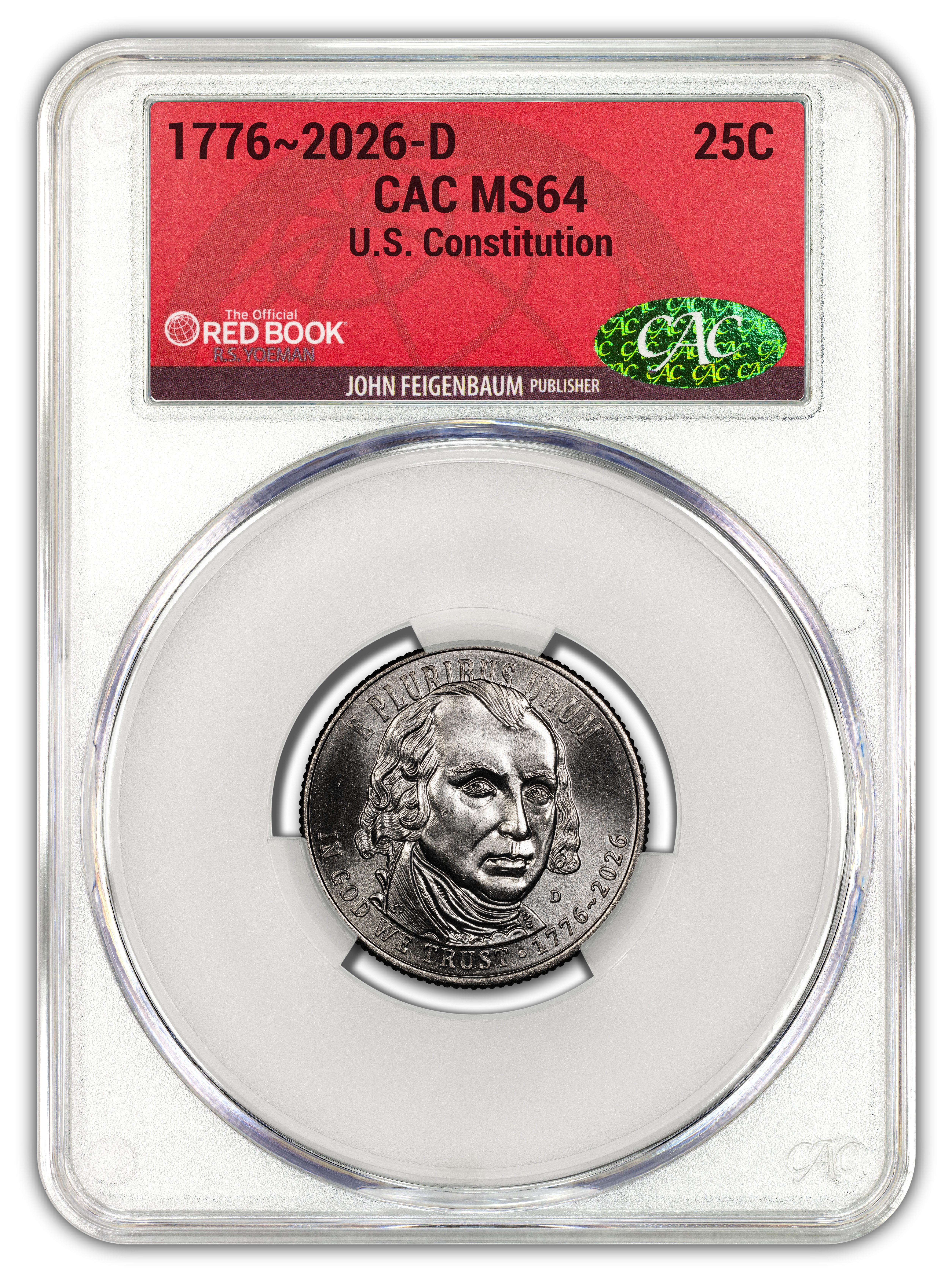 1776~2026-D U.S. Constitution Quarter - CAC MS64 Official Red Book® Label - Image 2