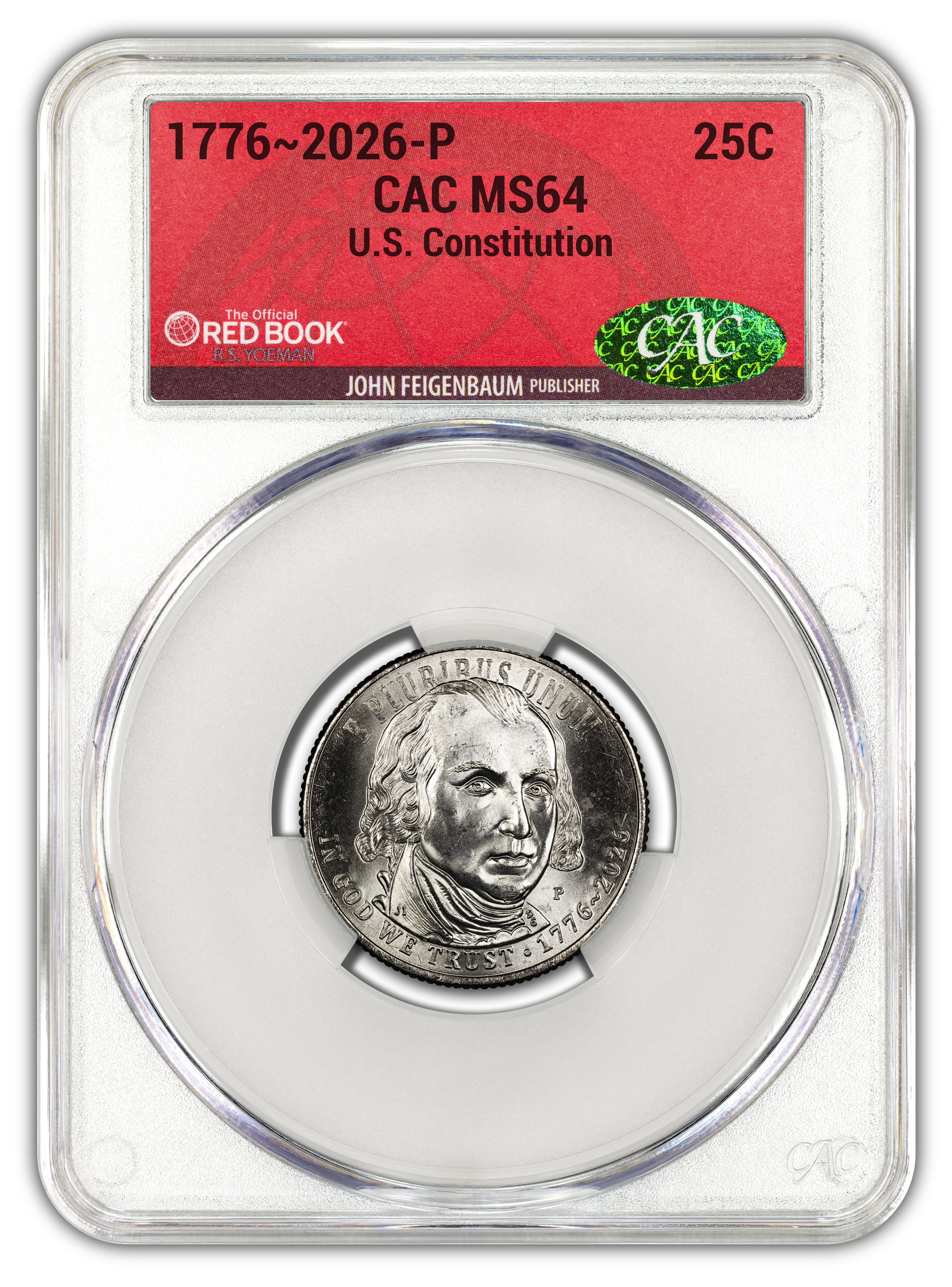 1776~2026-P U.S. Constitution Quarter - CAC MS64 Official Red Book® Label - Image 2