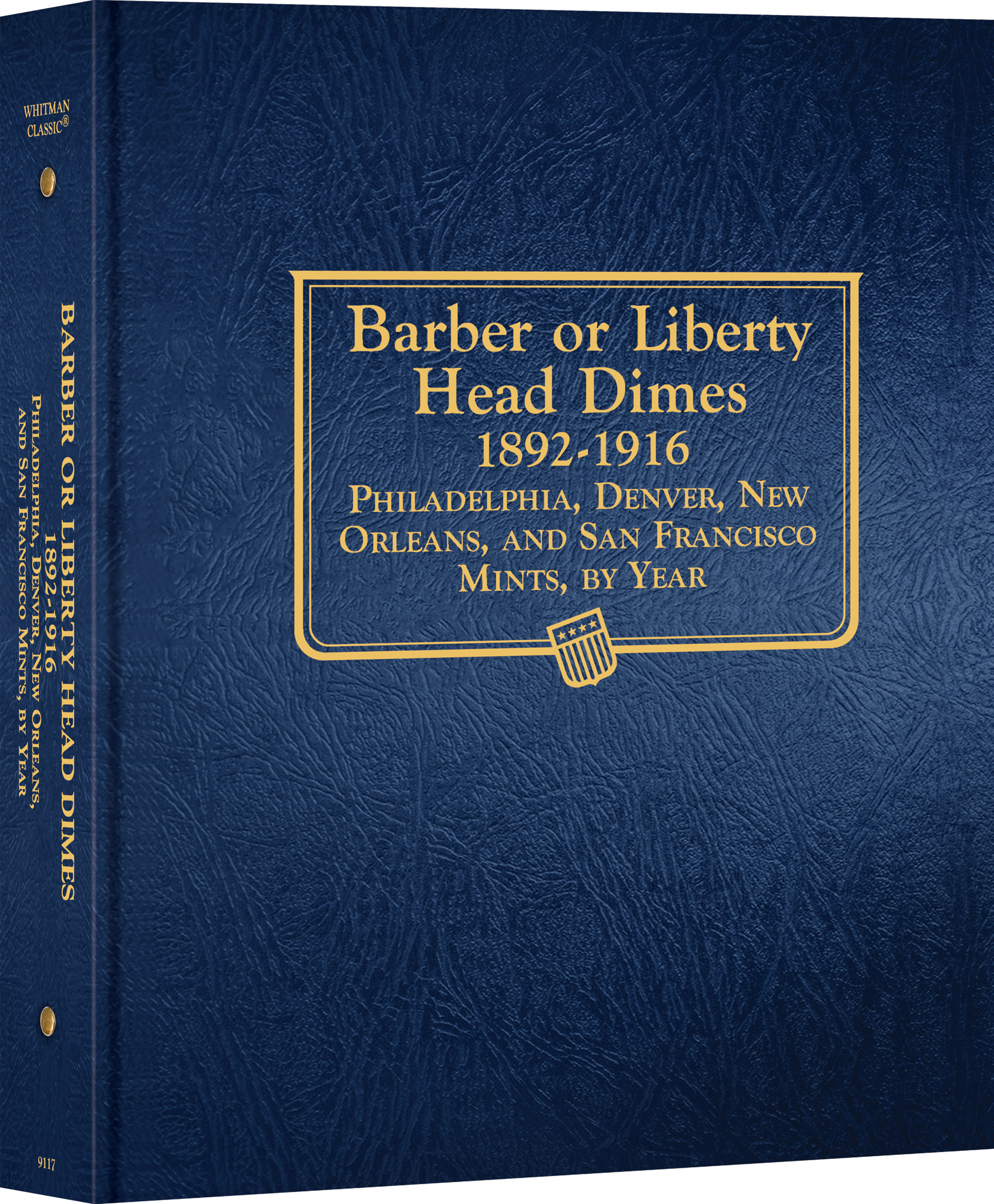 Whitman Classic® Coin Album – Barber (Liberty Head) Dimes: 1892-1916 (P, D, O, & S Mints) – Coin Album (Blue)