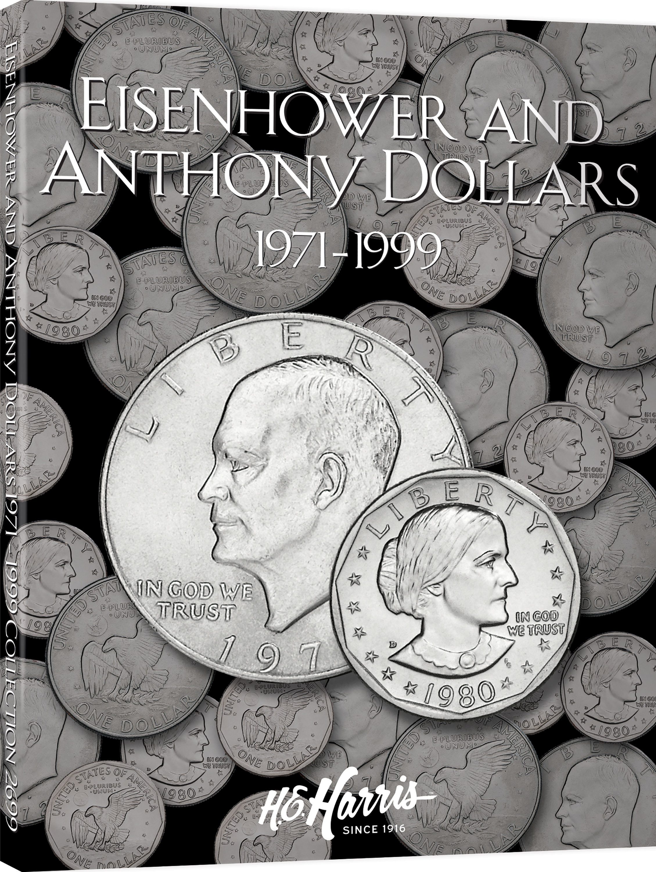 H.E. Harris® Coin Folder – Eisenhower & Susan B. Anthony Dollars: 1971-1999 – Coin folder