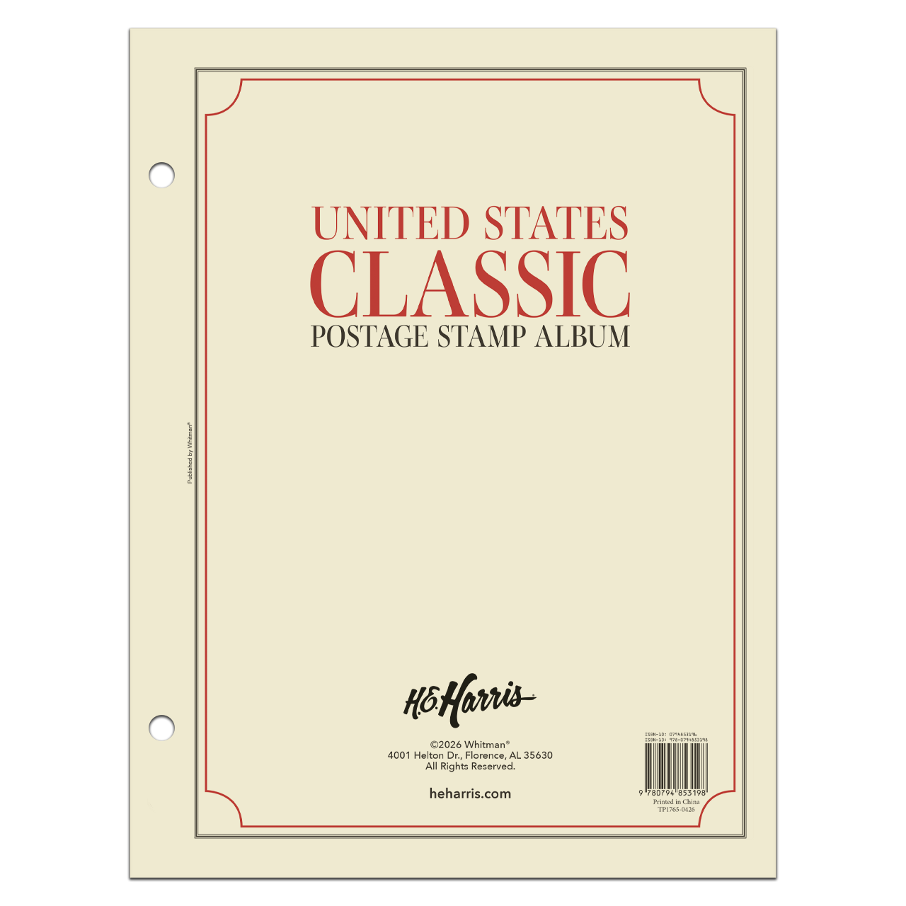 H.E. Harris United States Classic Stamp Album Pages Only — 1845-2000