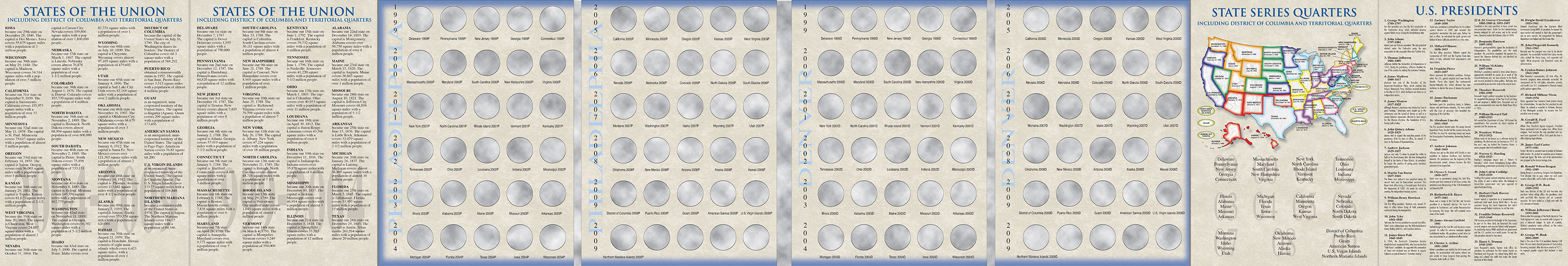 H.E. Harris® Collector’s Edition Coin Folder – State Series, D.C. & Territorial Quarters: 1999-2009