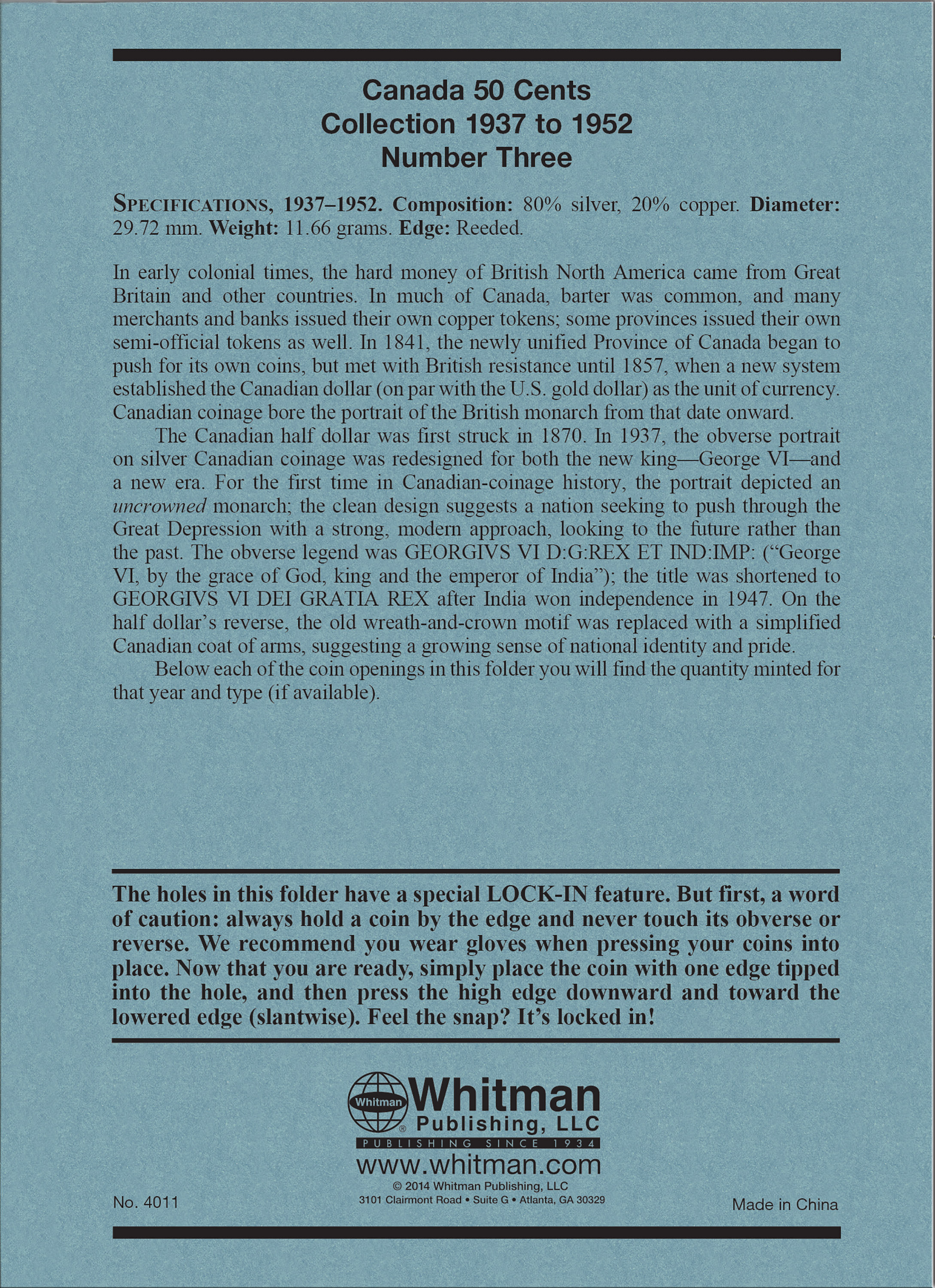 Official Whitman® Coin Folder – Canada Half Dollars (50 Cents) Collection #3: 1937-1952