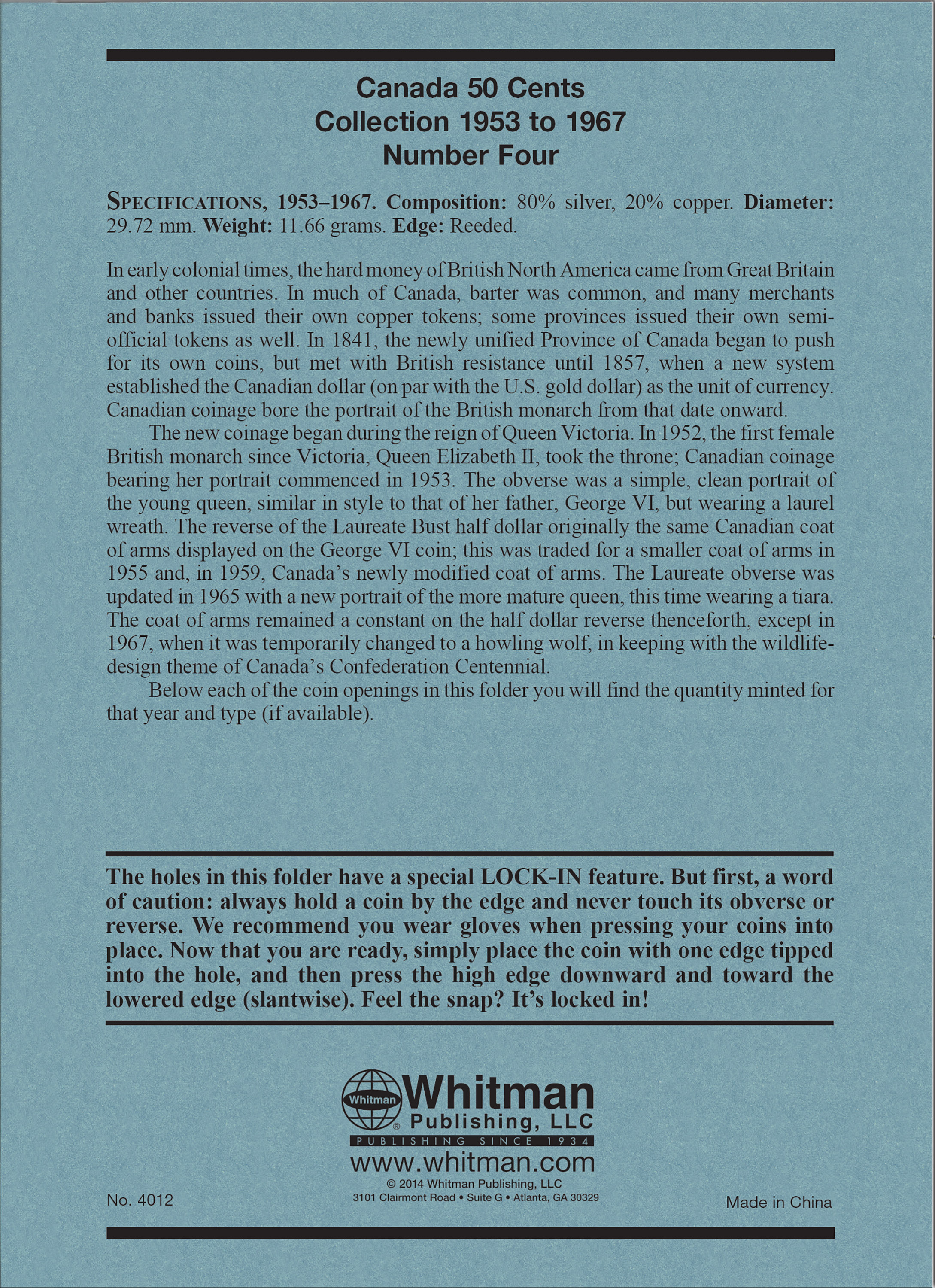 Official Whitman® Coin Folder – Canada Half Dollars (50 Cents) Collection #4: 1953-1967
