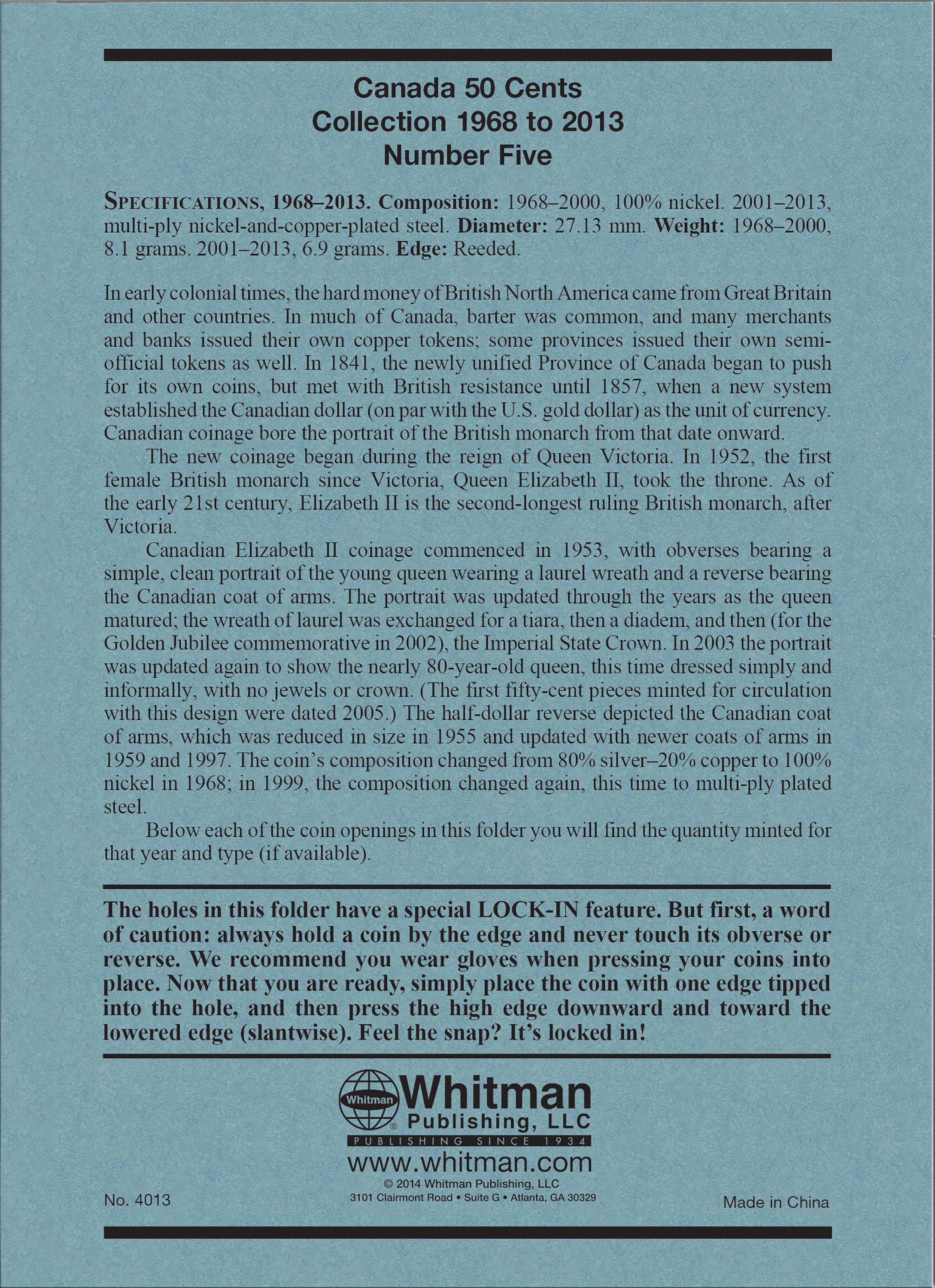 Official Whitman® Coin Folder – Canada Half Dollars (50 Cents) Collection #5: 1968-2014