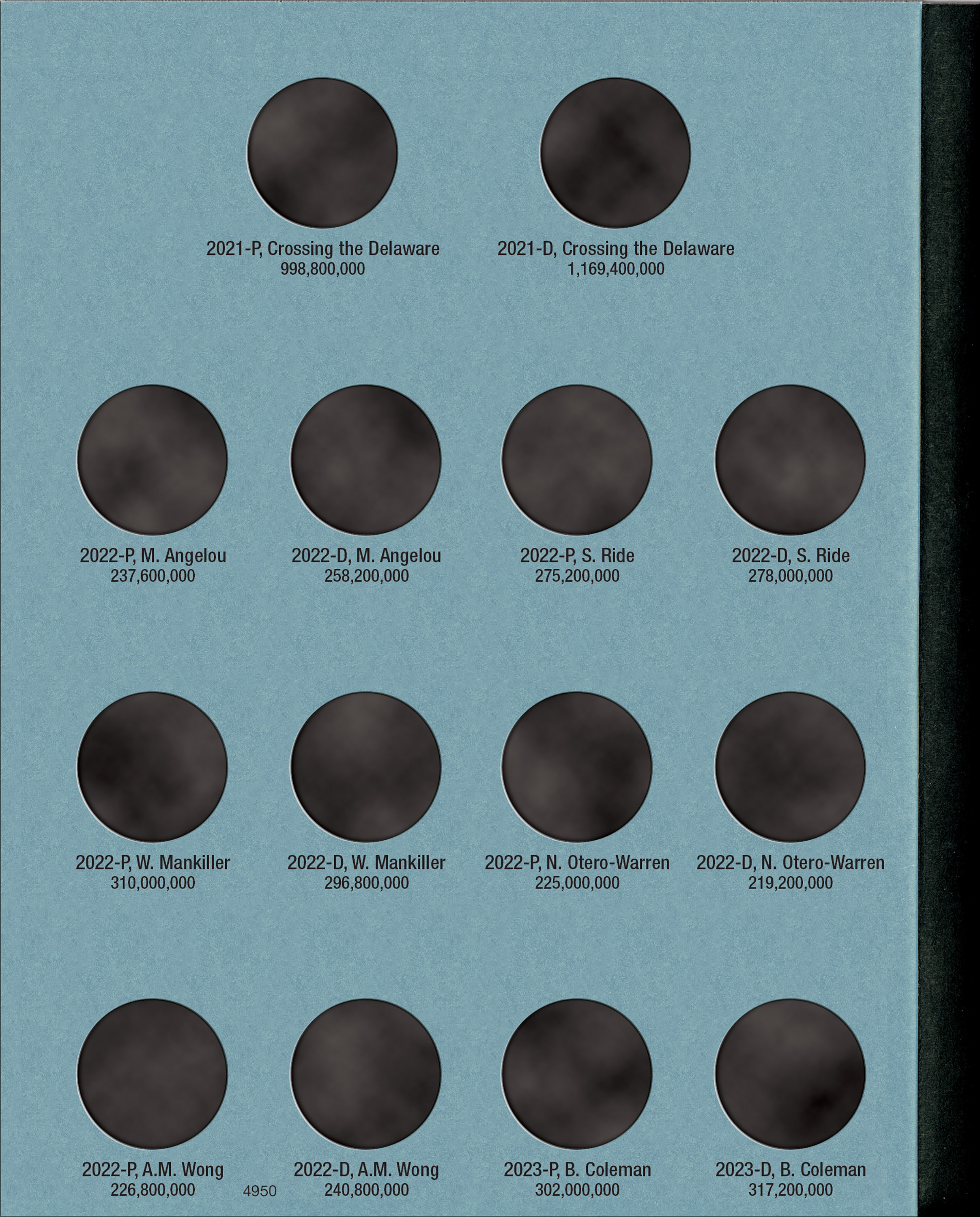 Official Whitman® Coin Folder – Crossing the Delaware and American Women Quarters: 2021-2025 (P & D Mints)