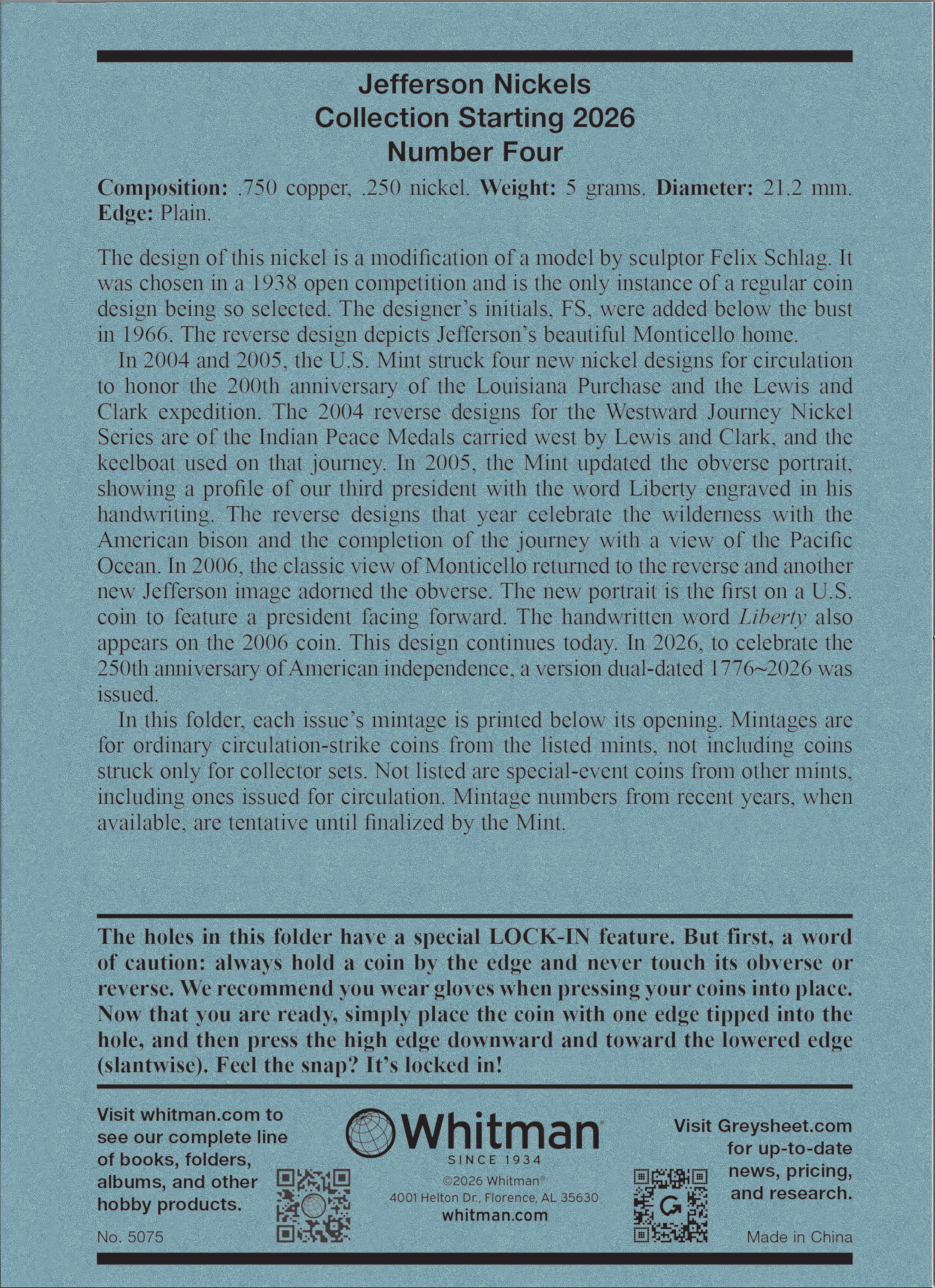 Official Whitman® Coin Folder – Jefferson Nickels Collection #4: Starting 2026