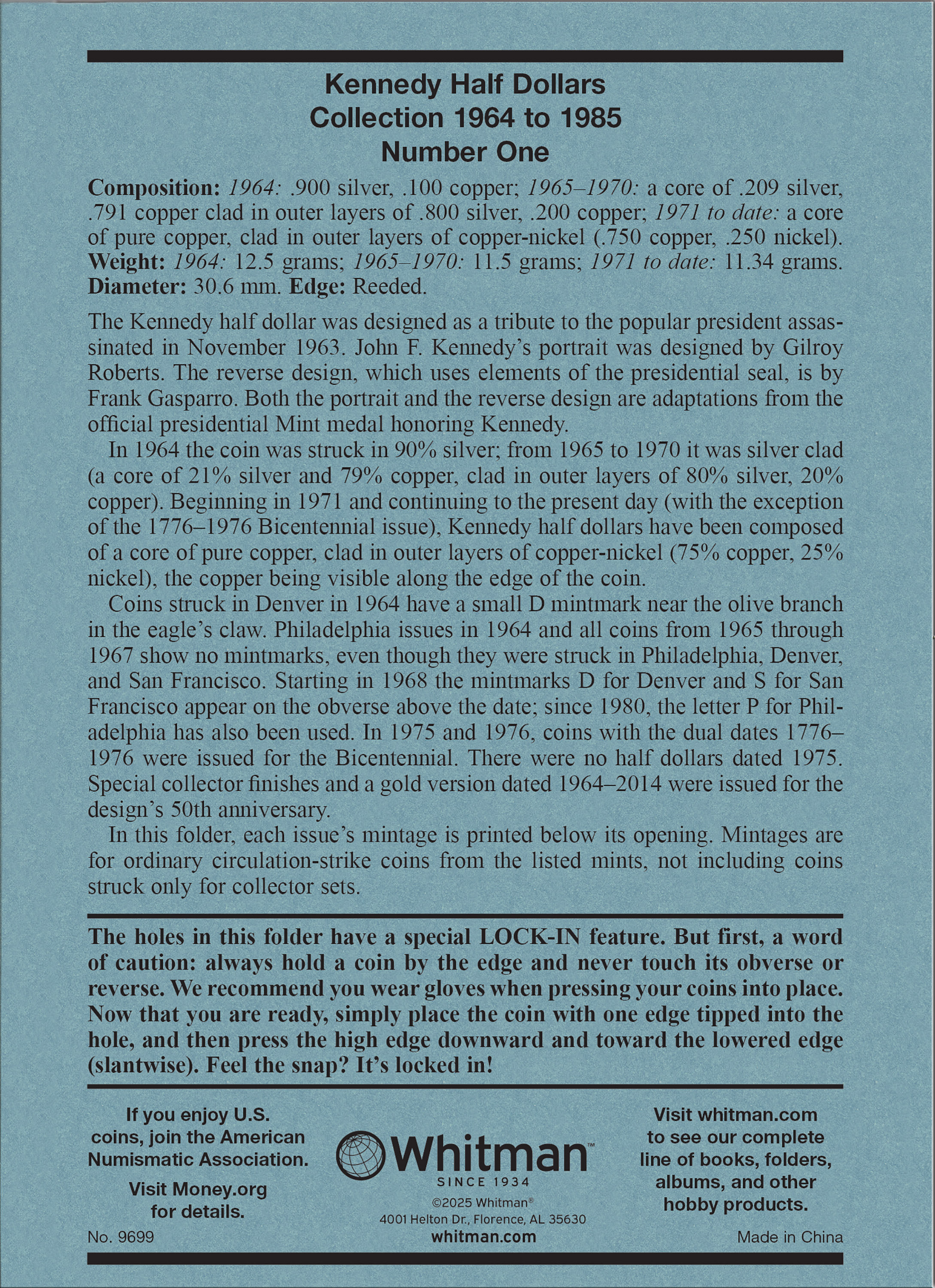Official Whitman® Coin Folder – Kennedy Half Dollars Collection #1: 1964-1985