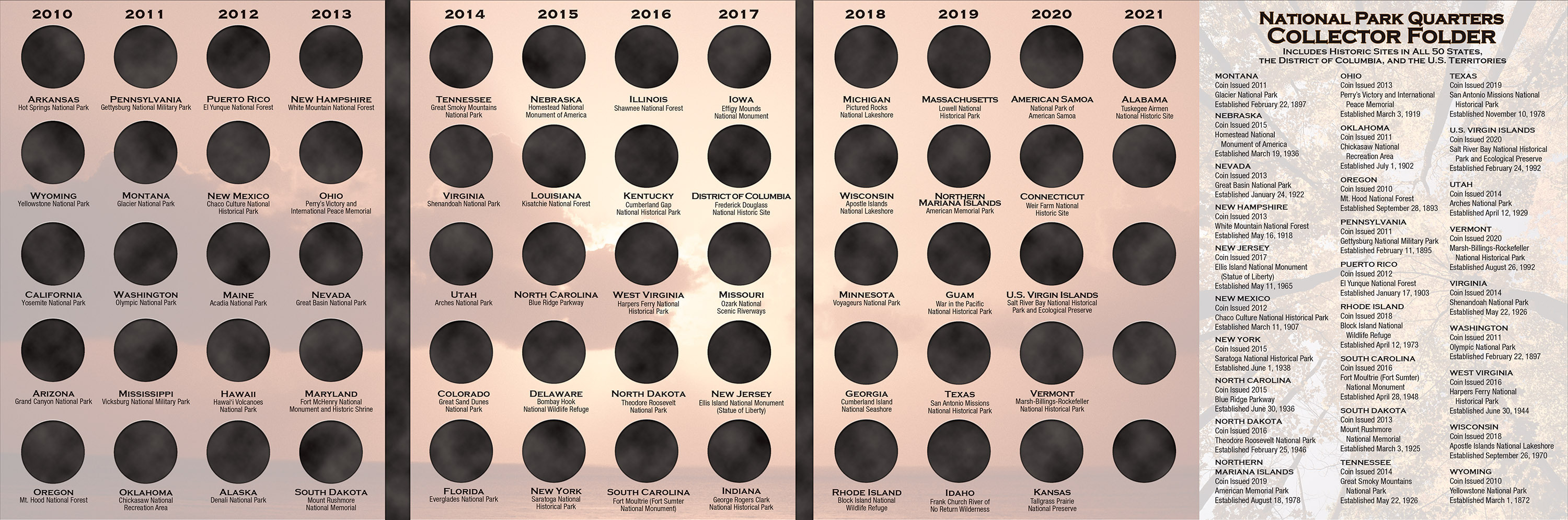 Official Whitman® Coin Folder – National Park Quarters: 2010-2021 (Single Mint)