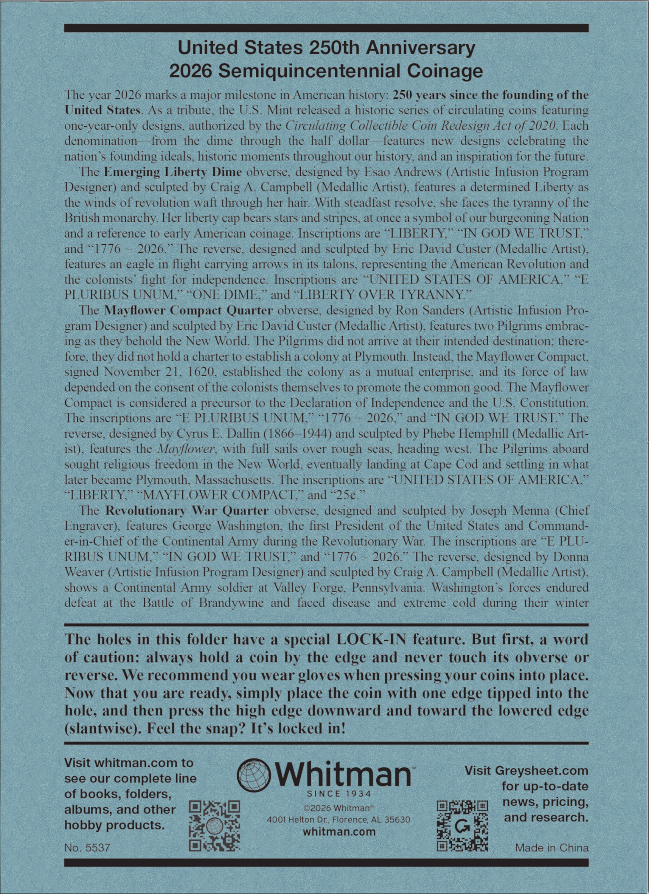 Official Whitman® Coin Folder – United States 250th Anniversary Collection: 2026