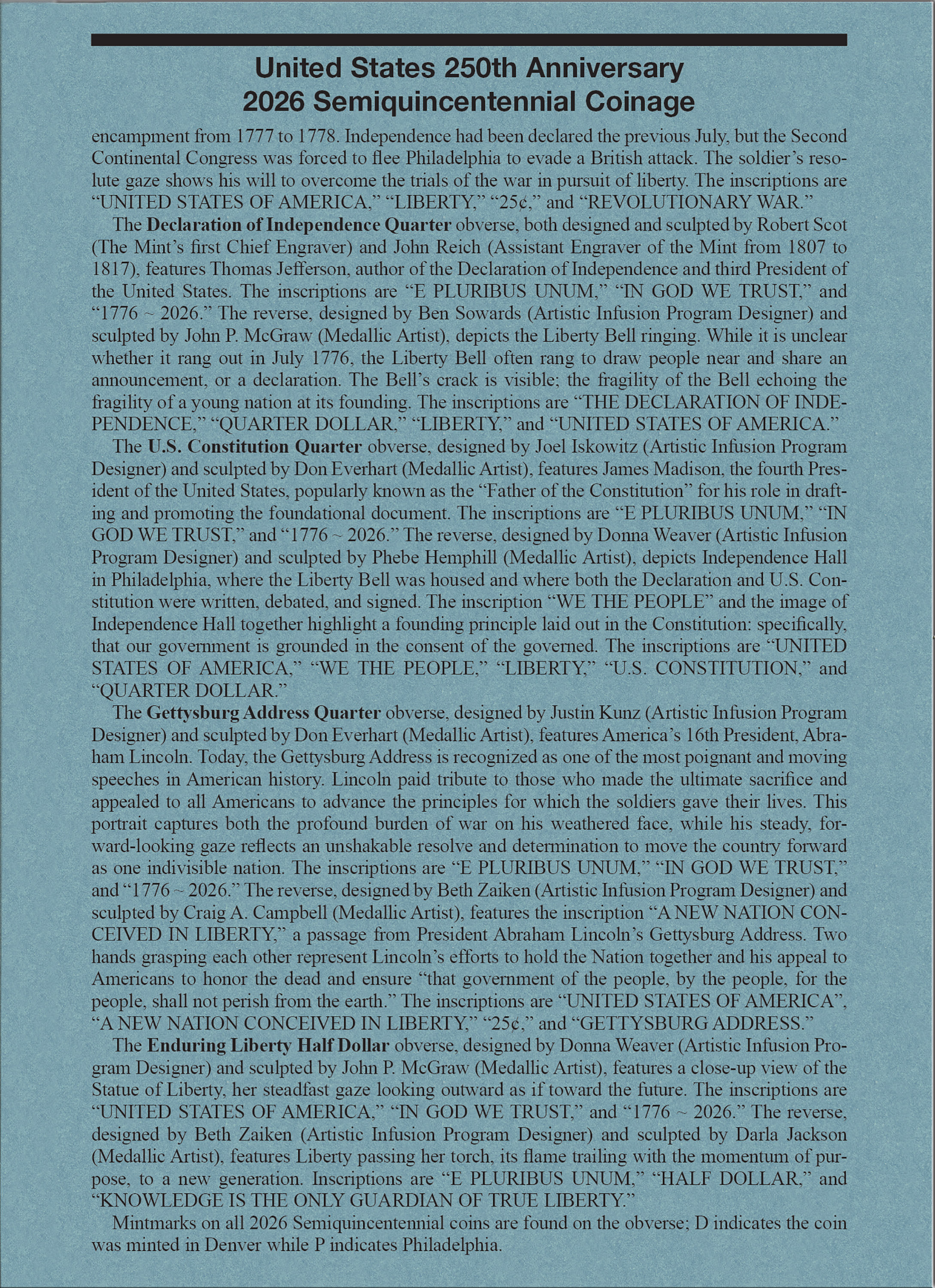 Official Whitman® Coin Folder – United States 250th Anniversary Collection: 2026