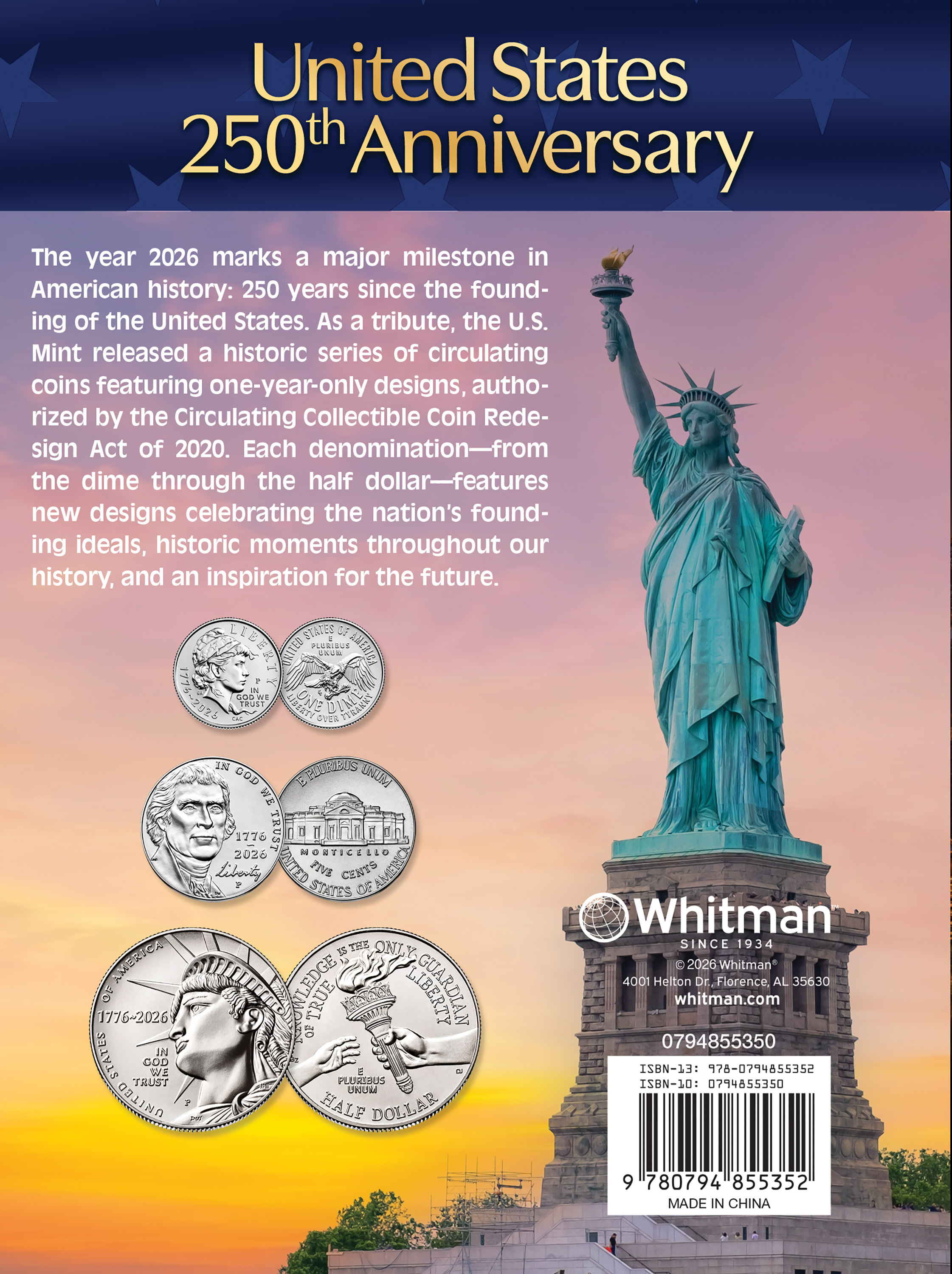 Official Whitman® Coin Folder – United States 250th Anniversary Collection: 2026 (Single Mint)