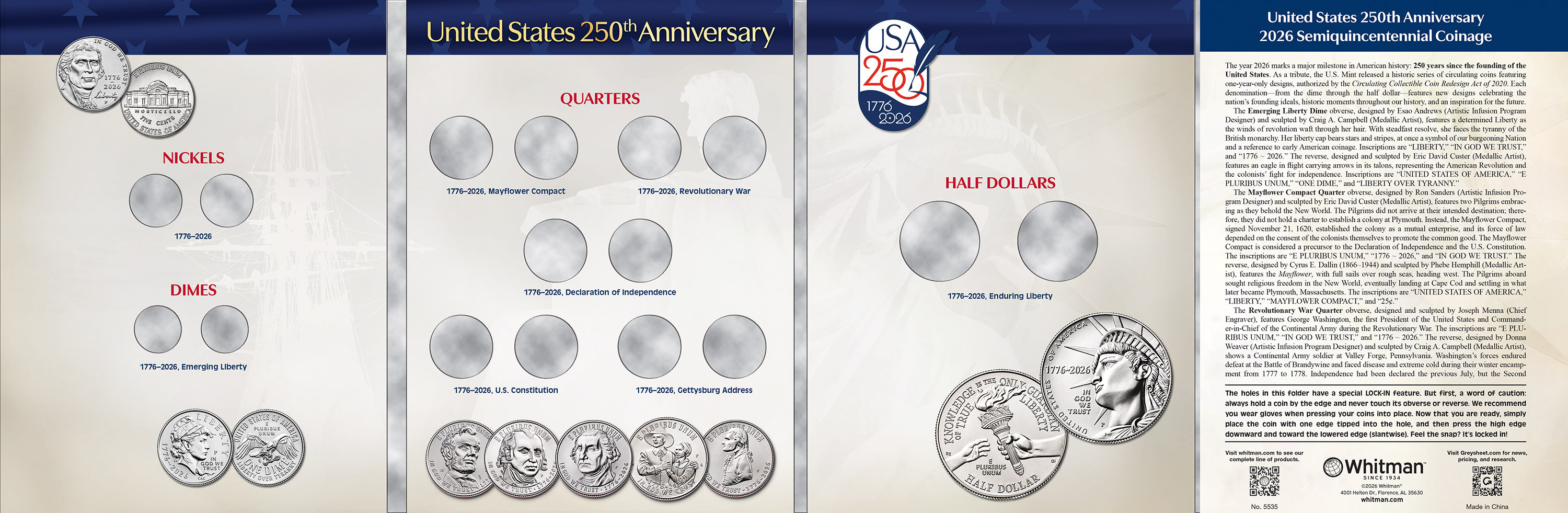 Official Whitman® Coin Folder – United States 250th Anniversary Collection: 2026 (Single Mint)