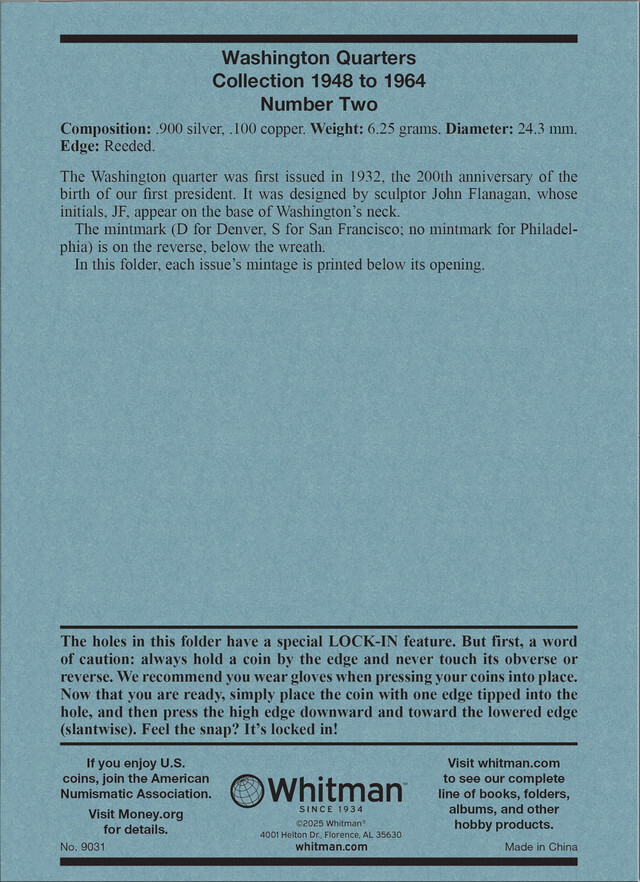 Official Whitman® Coin Folder – Washington Quarters Collection #2: 1948-1964