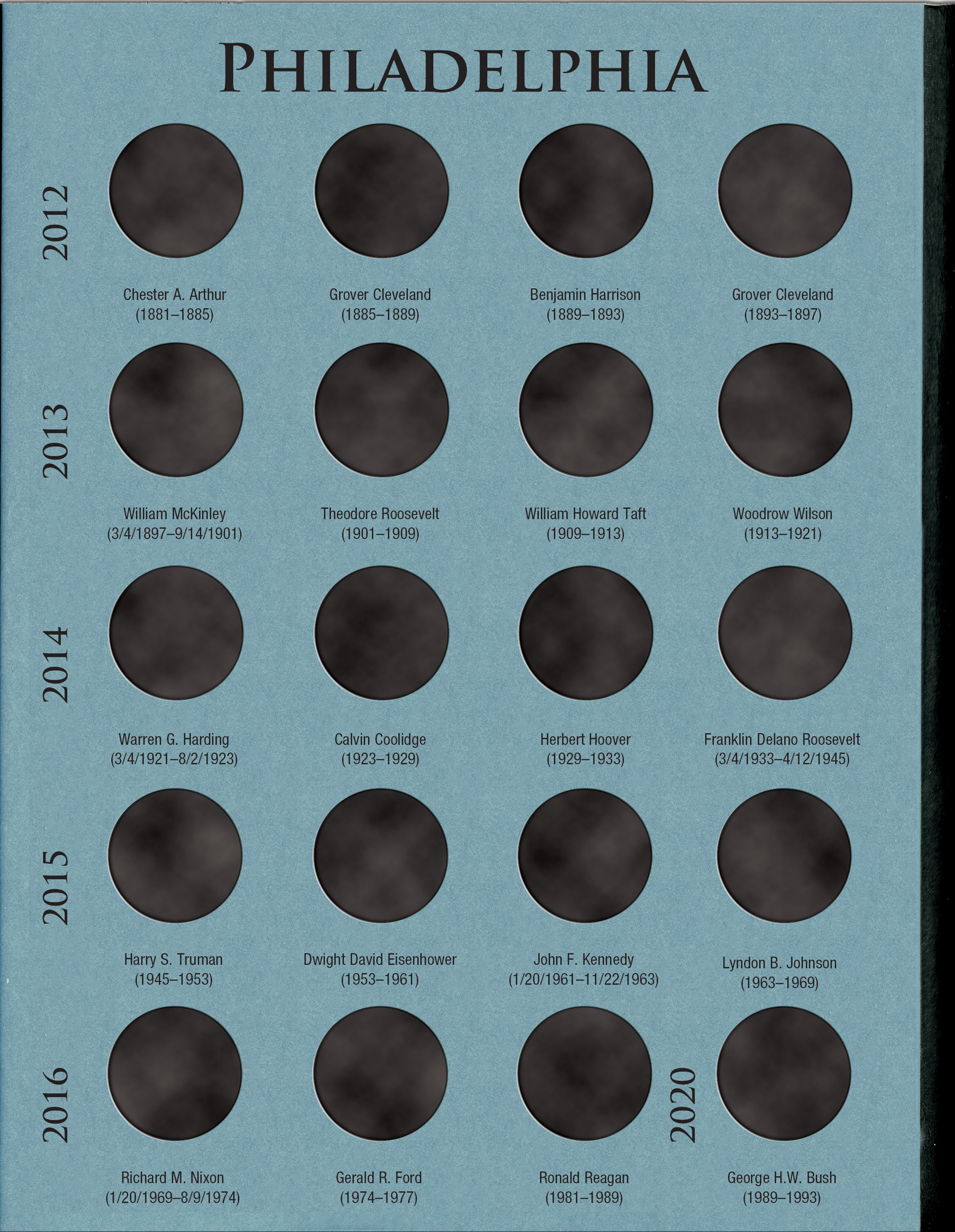Official Whitman® Deluxe Coin Folder – Presidential Dollars: 2007-2016 (P & D Mints)