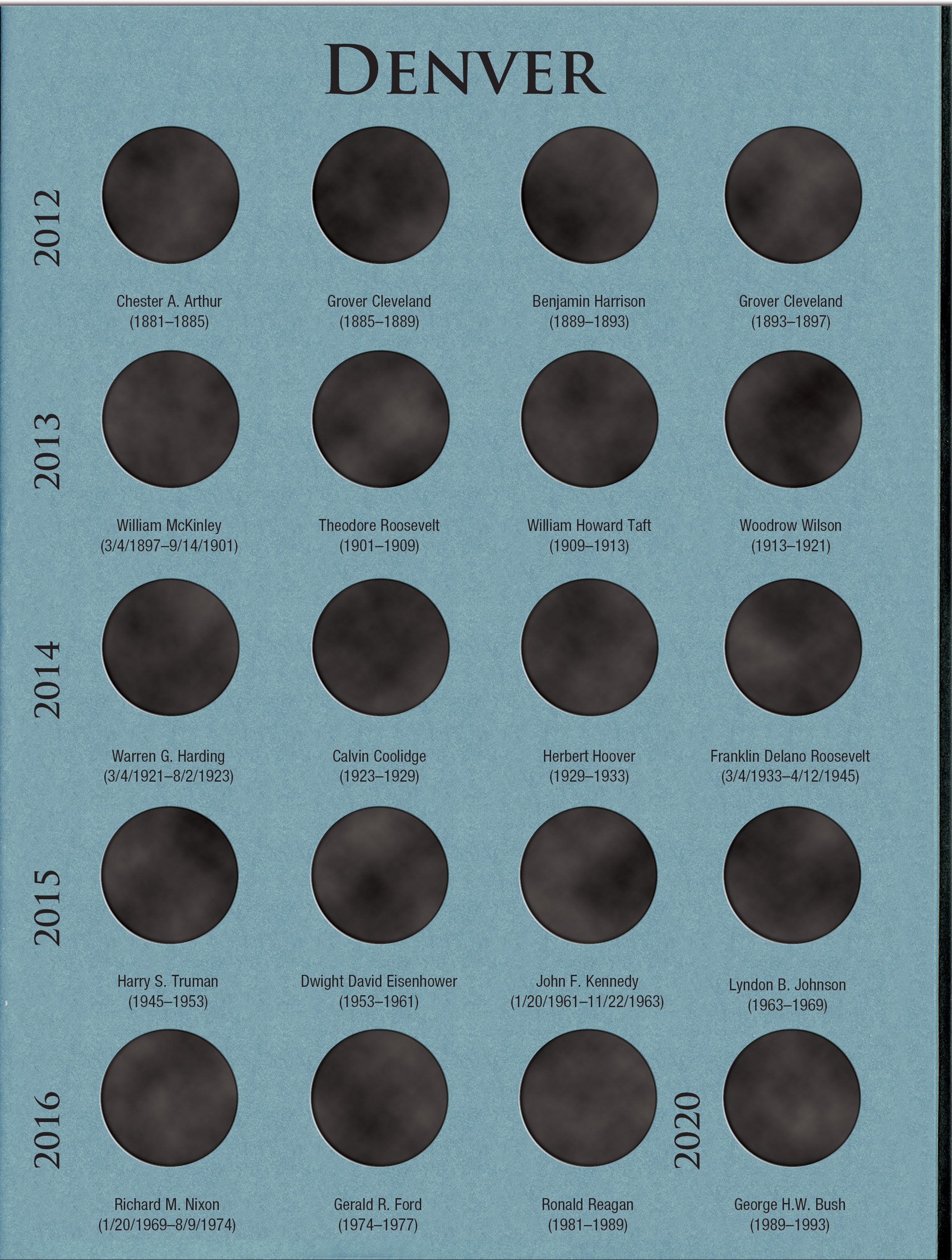 Official Whitman® Deluxe Coin Folder – Presidential Dollars: 2007-2016 (P & D Mints)