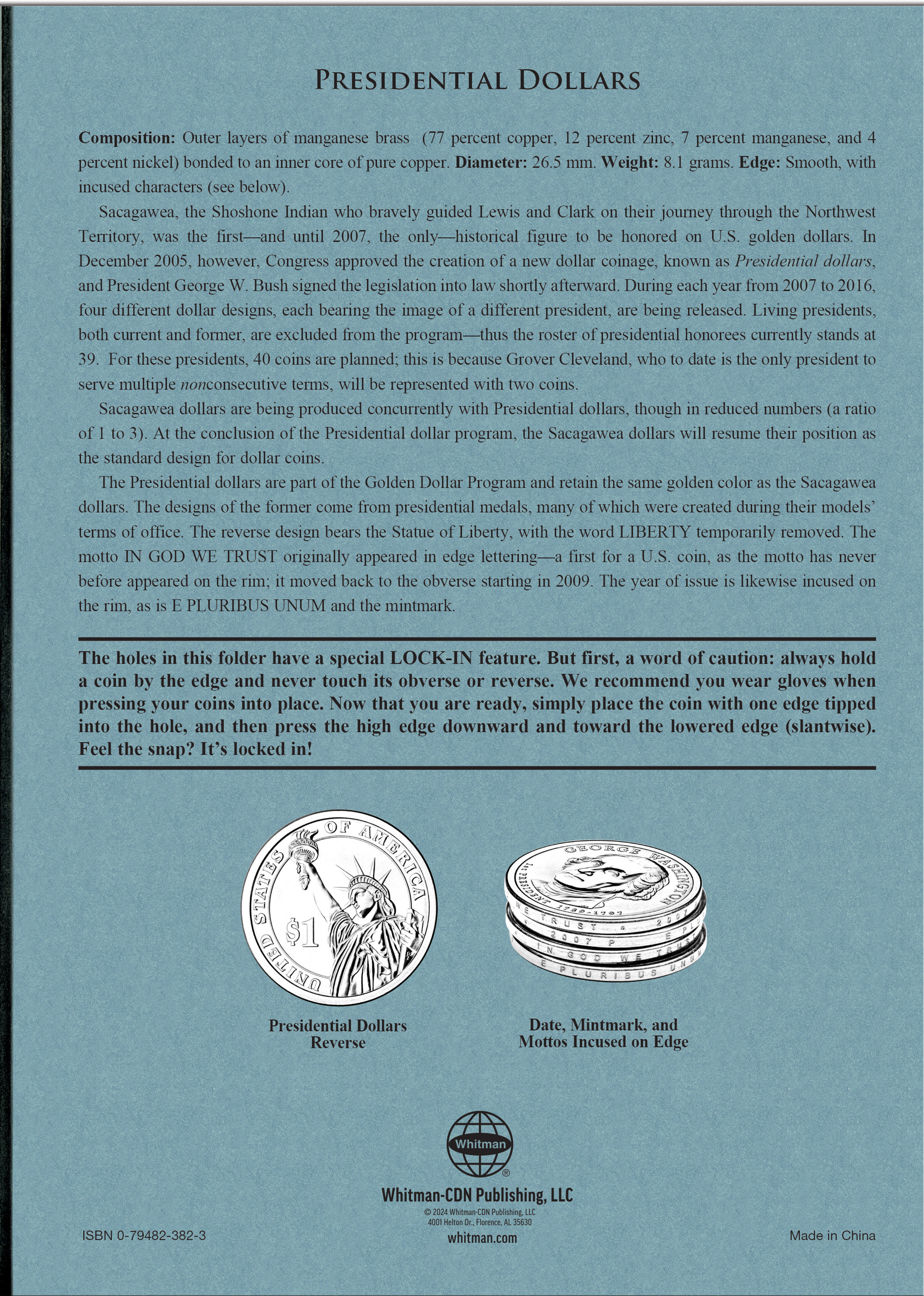 Official Whitman® Deluxe Coin Folder – Presidential Dollars: 2007-2016 (P & D Mints)