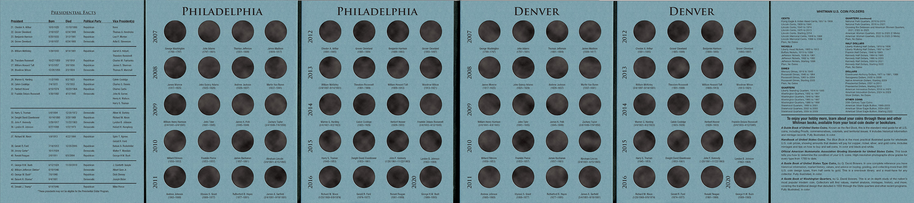 Official Whitman® Deluxe Coin Folder – Presidential Dollars: 2007-2016 (P & D Mints)