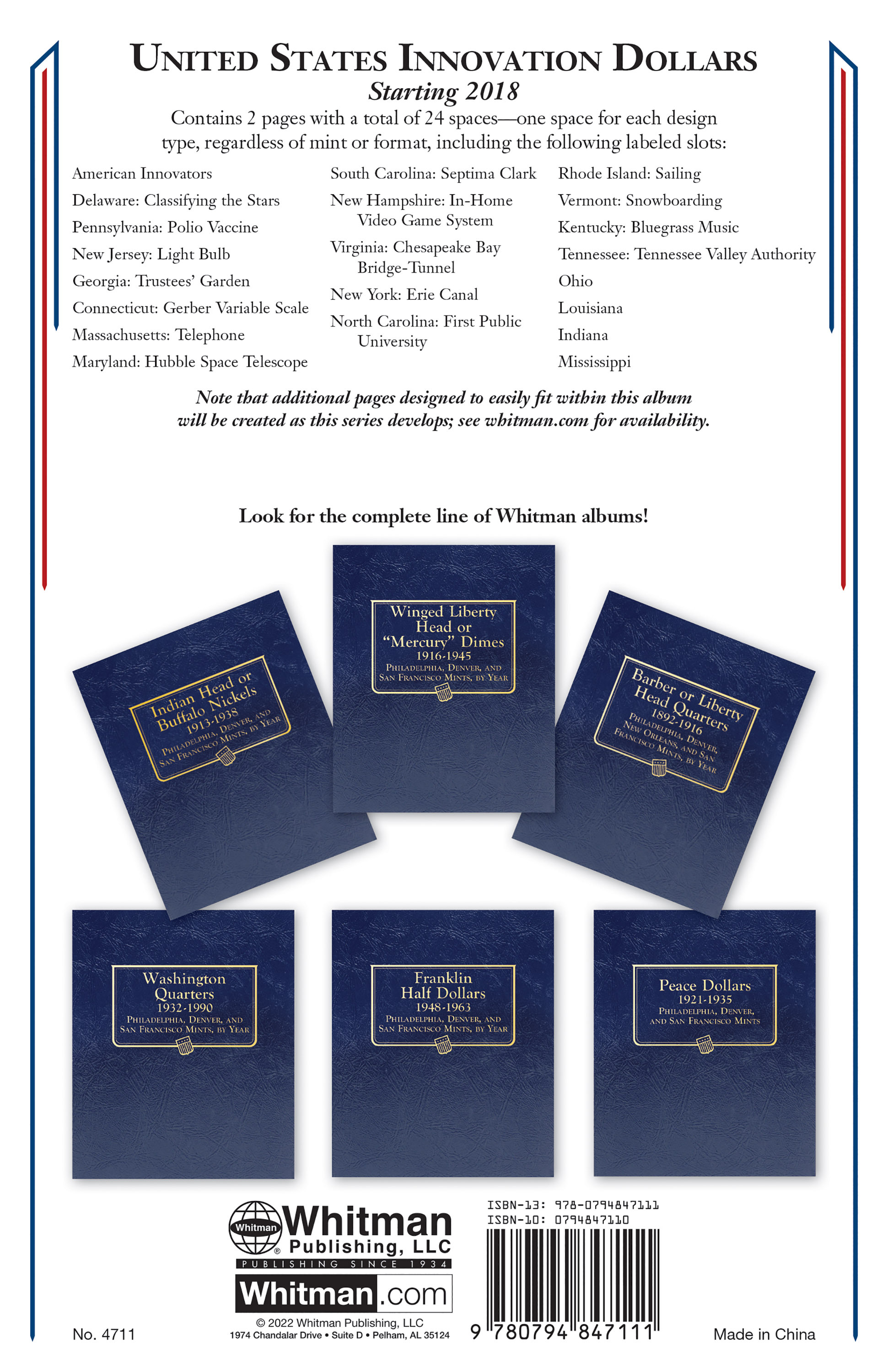 Whitman Classic® Coin Album – American Innovation Dollars: Starting 2018 (Single Mint)