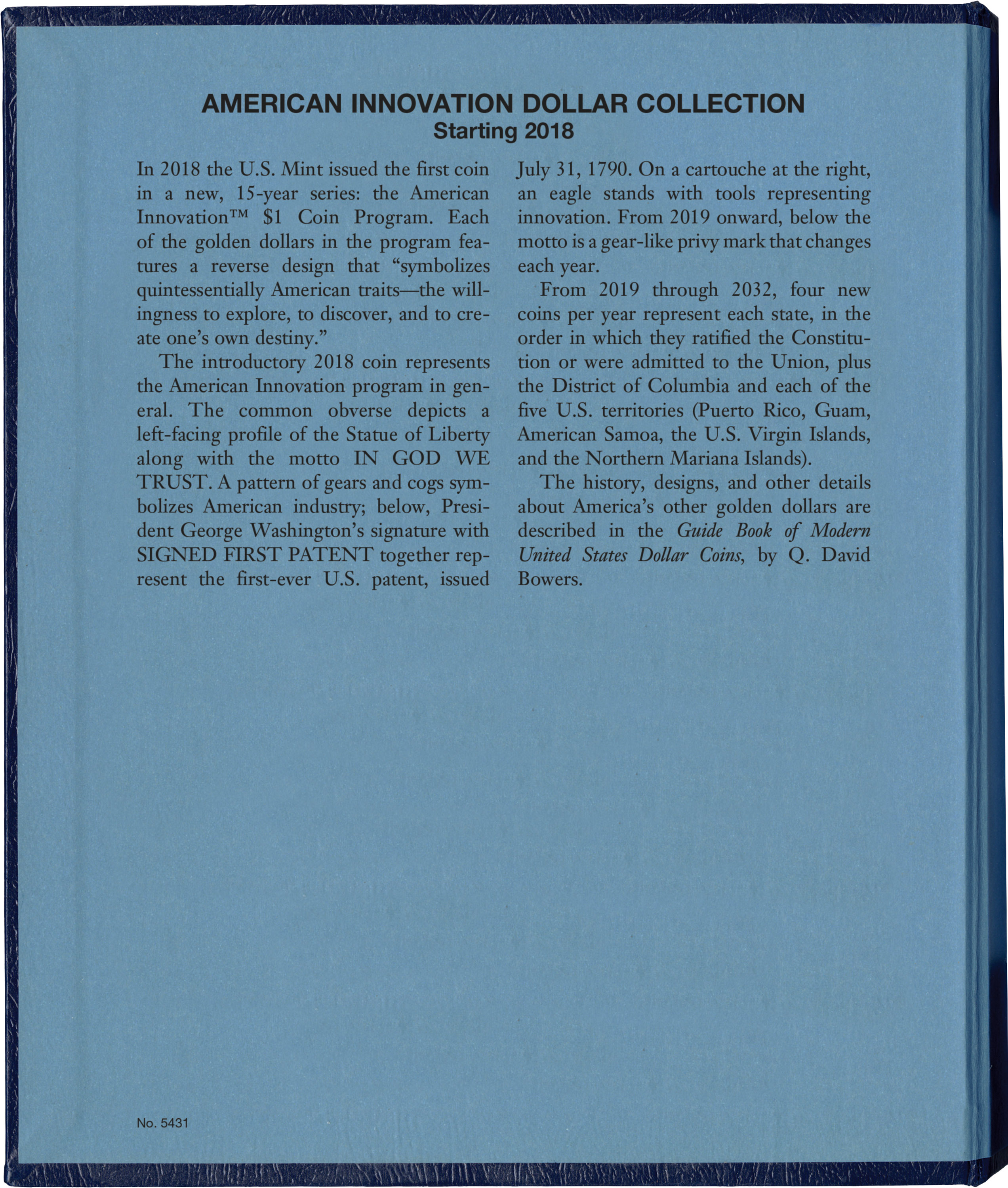 Whitman Classic® Coin Album – American Innovation Dollars: Starting 2018 (Single Mint)