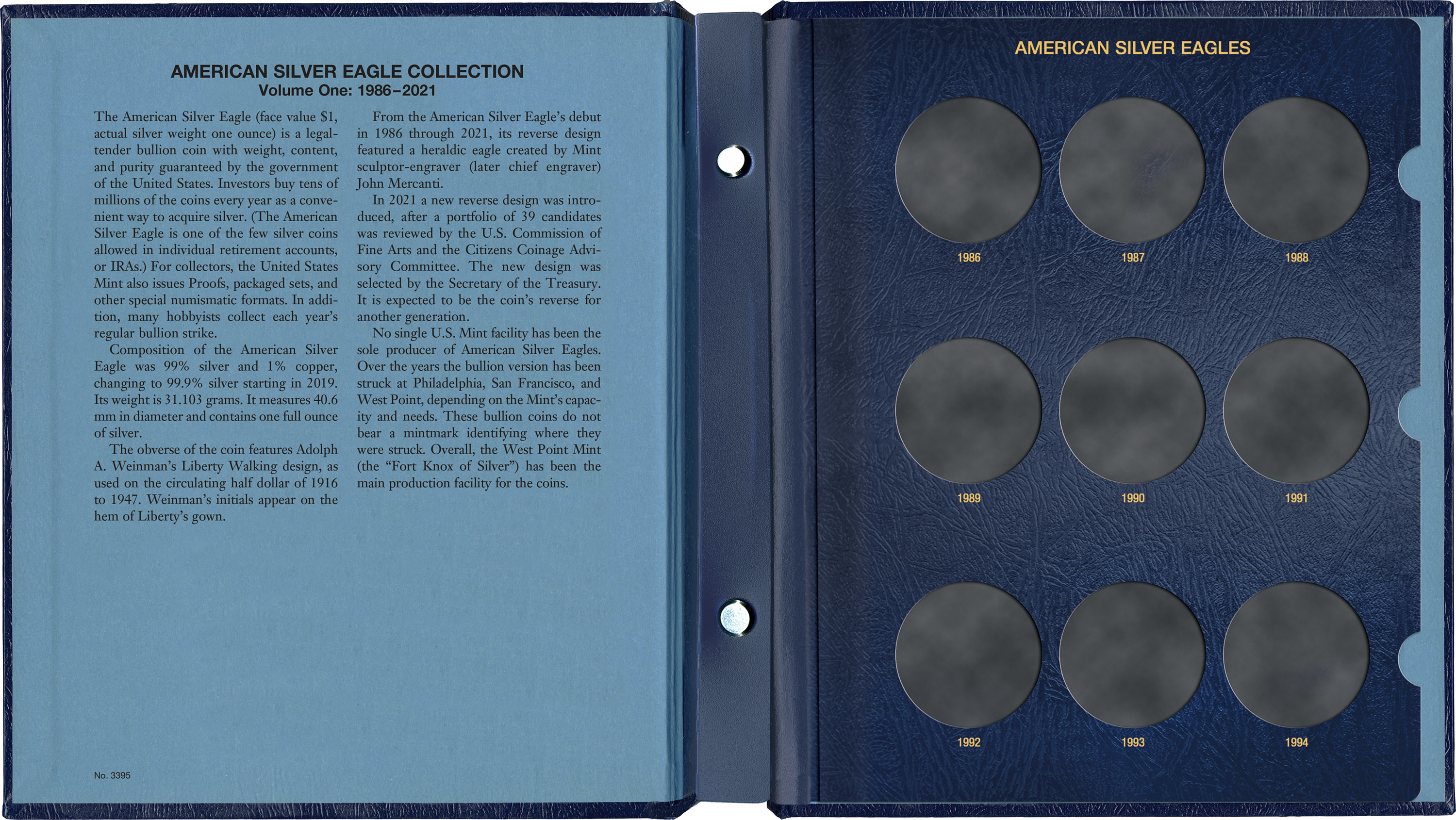 Whitman Classic® Coin Album – American Silver Eagles Variety 1: 1986-2021 (Single Mint)